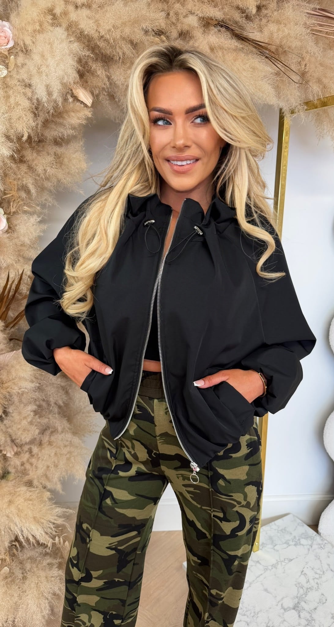 FASHION ZIP TOUWTJE BOMBER BLACK
