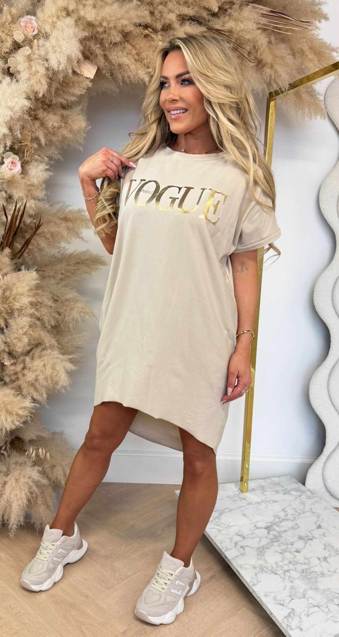 VOGUE LONG TEE BEIGE