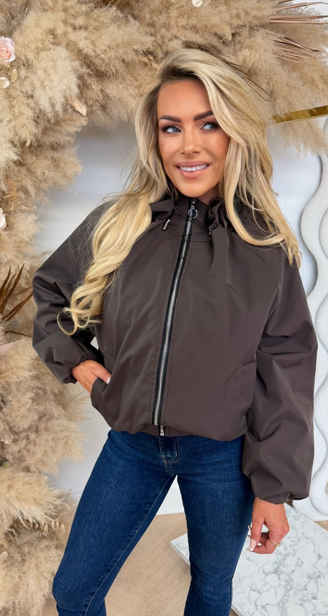 FASHION ZIP TOUWTJE BOMBER CHOCO