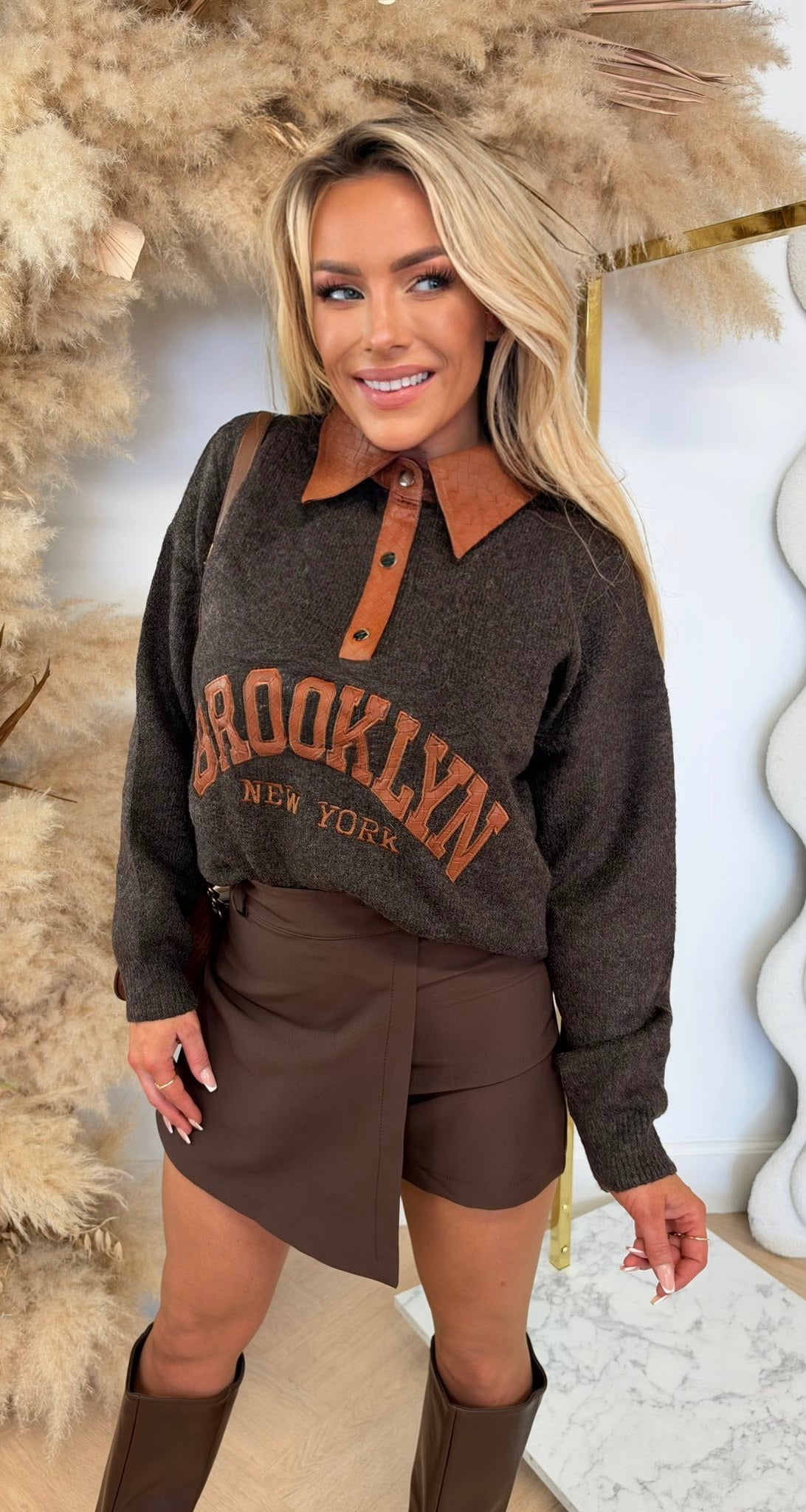 LEATHER BROOKLYN SWEAT 172 CHOCO