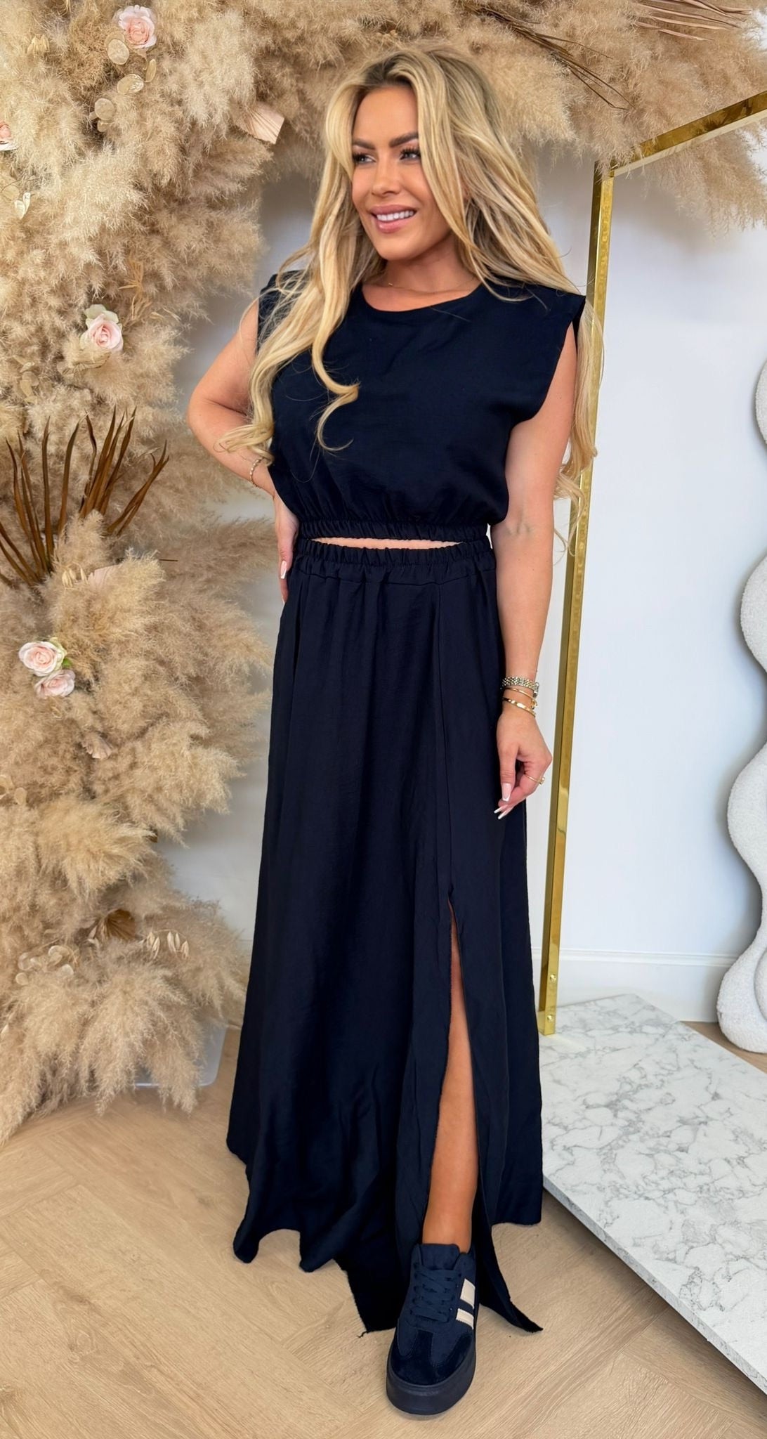 SUMMER VIBE SET TOP + SKIRT NAVY