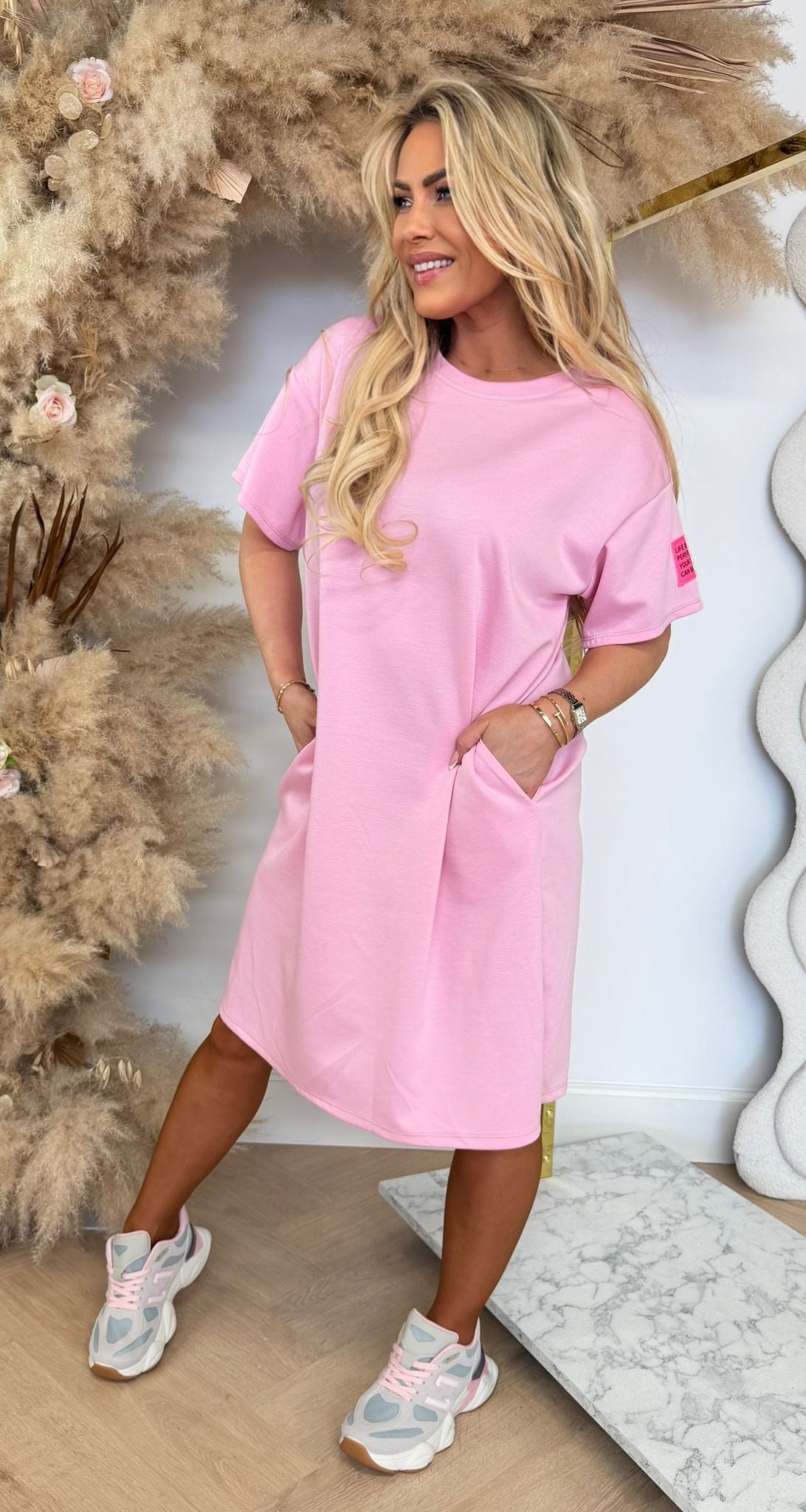 LONG PERFECT EMLBEEM DRESS PINK