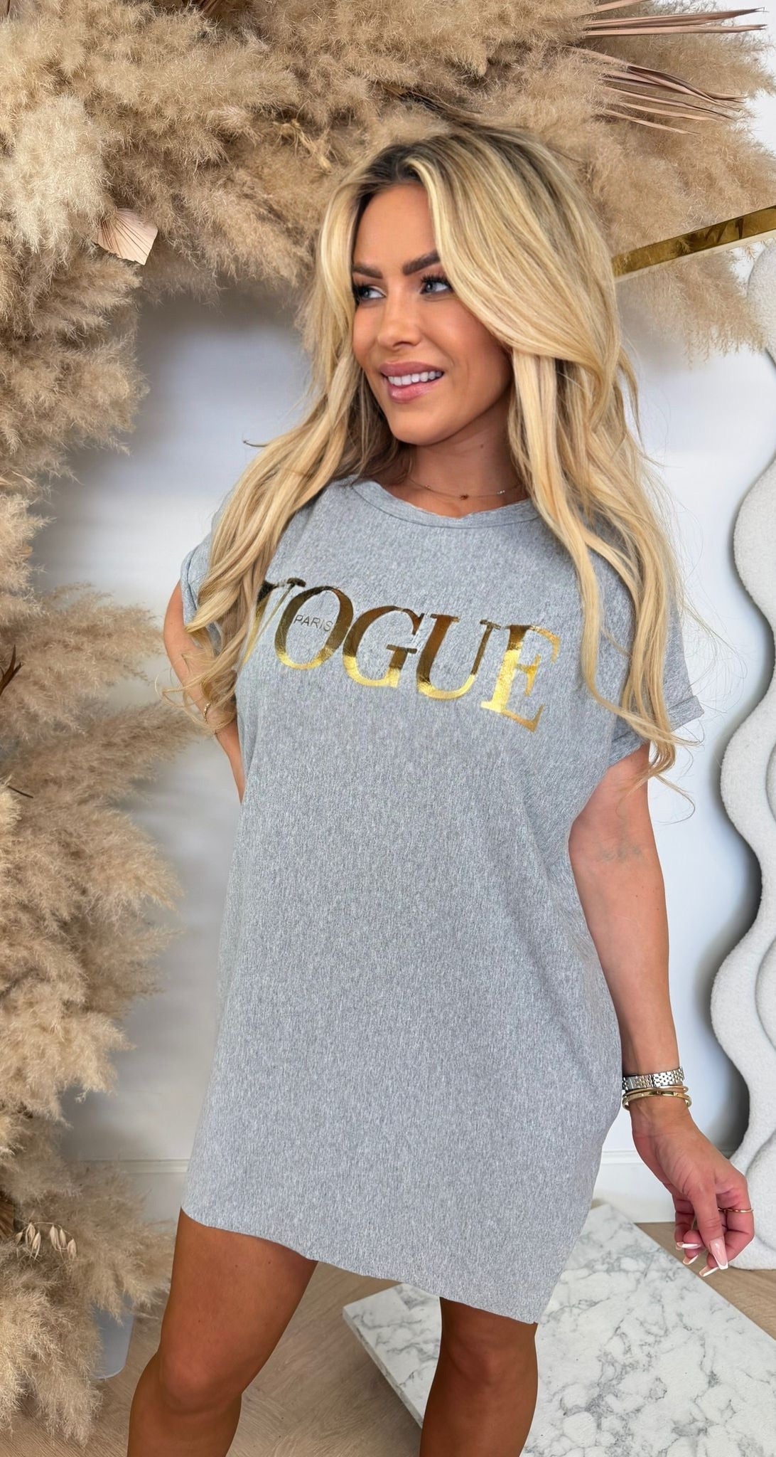 VOGUE LONG TEE GREY