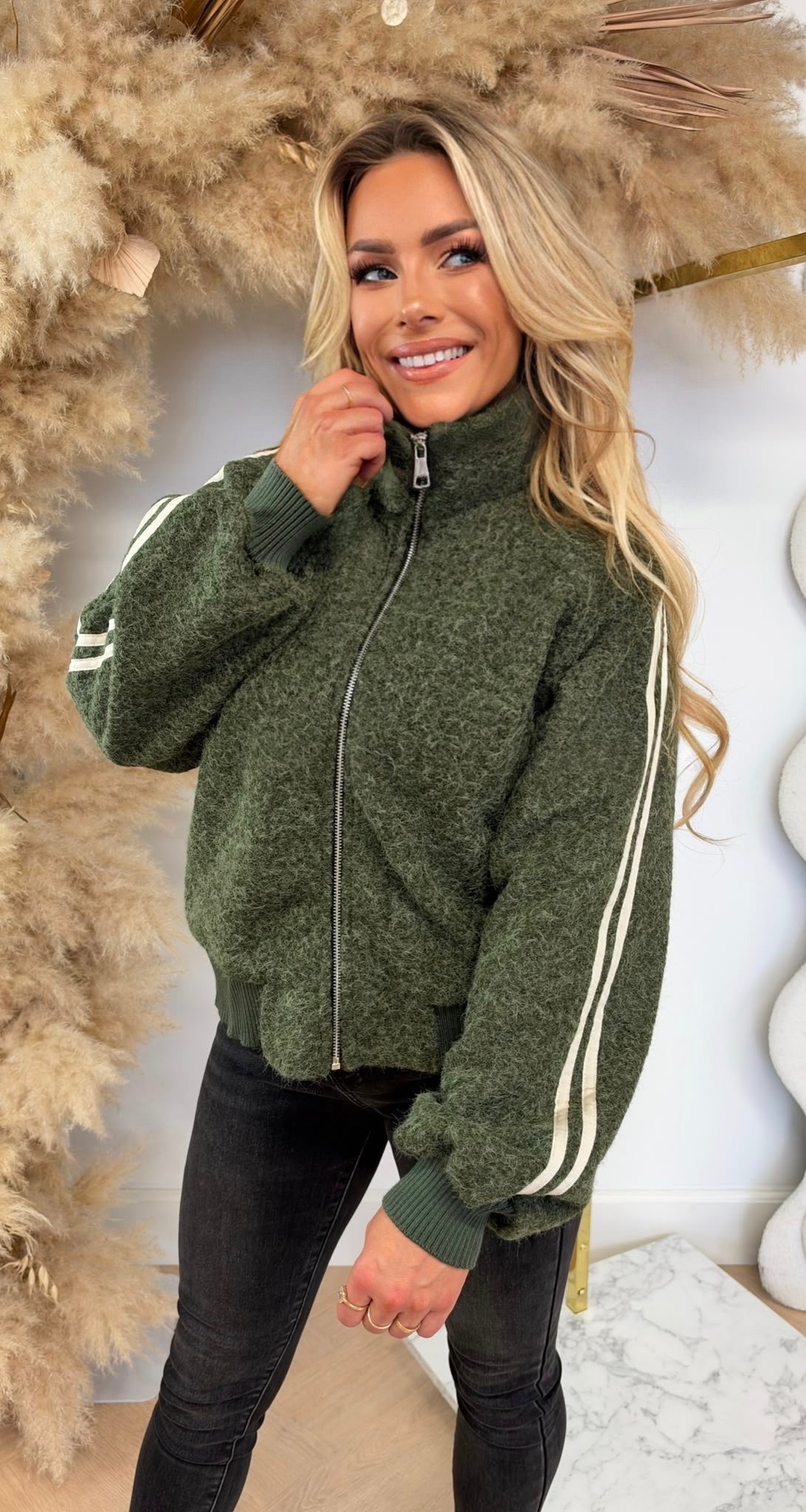 VILT STRIPE JACKET ARMYGREEN