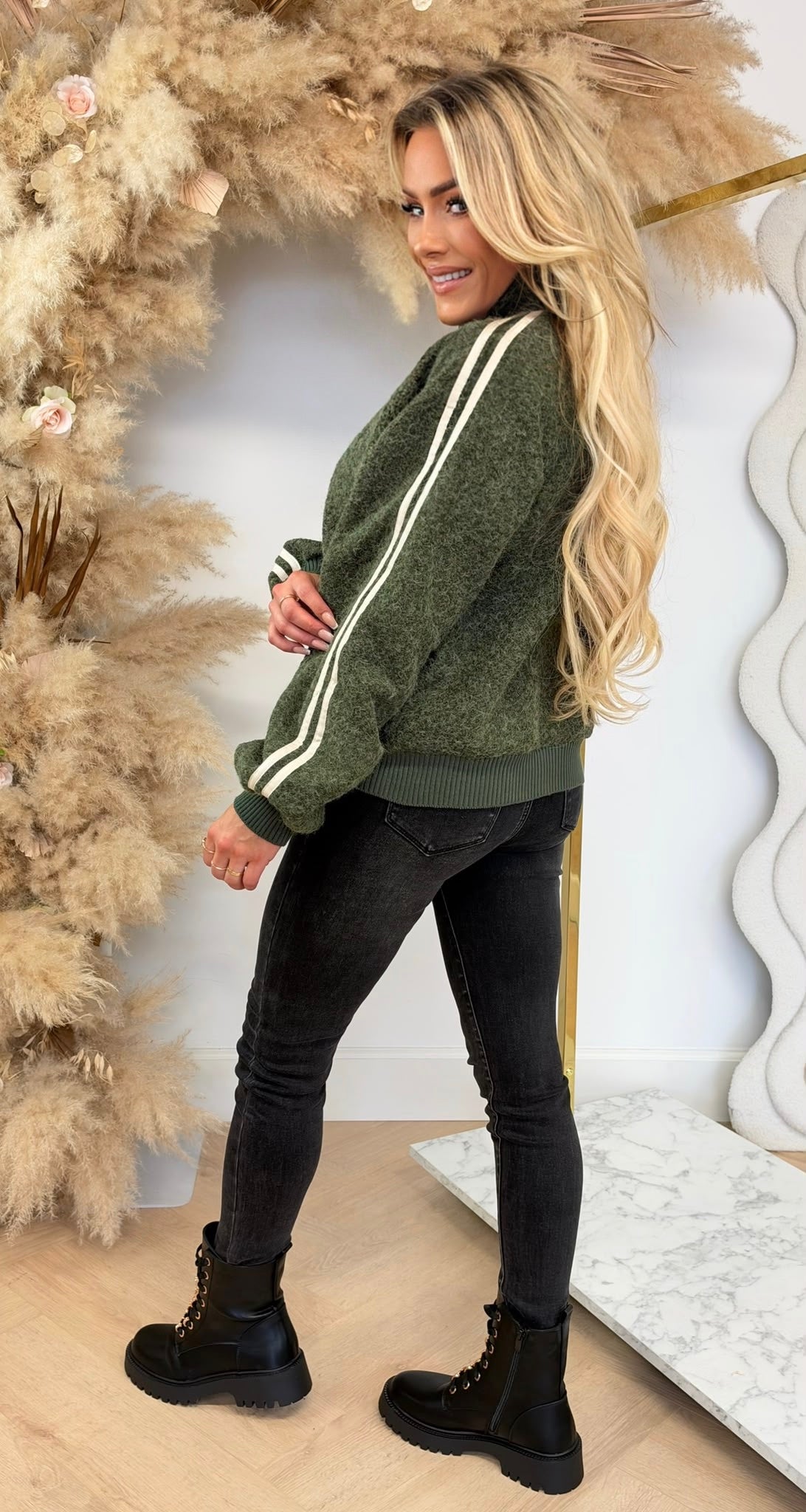 VILT STRIPE JACKET ARMYGREEN