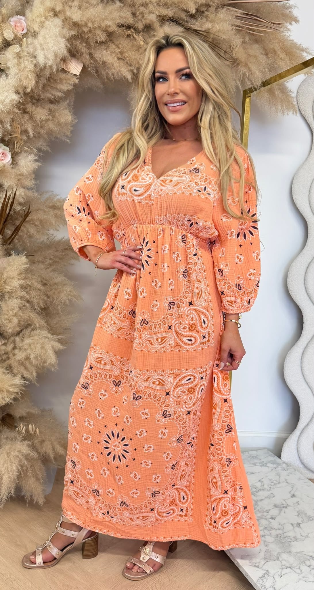 VERONA PRINT MAXI DRESS ORANGE