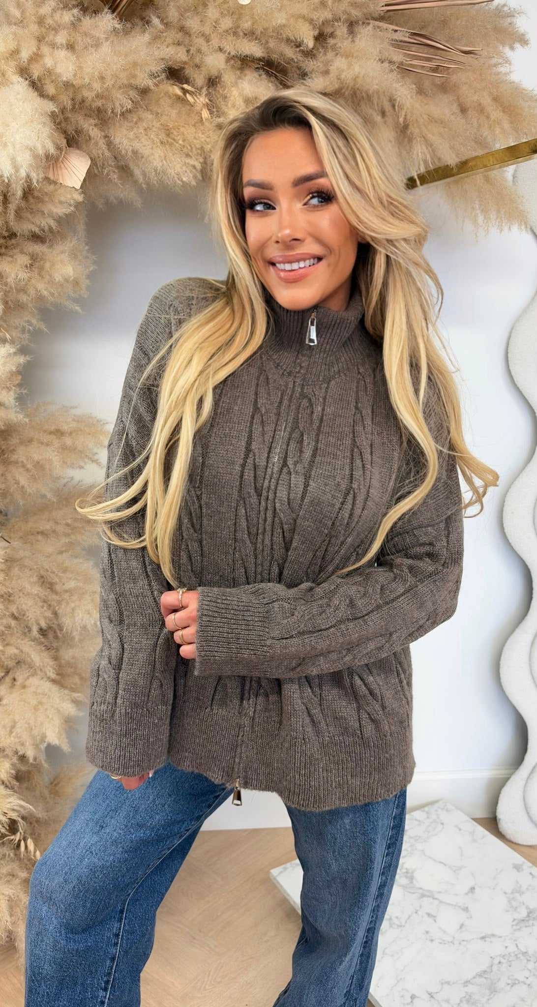 KABEL RITS VEST TAUPE