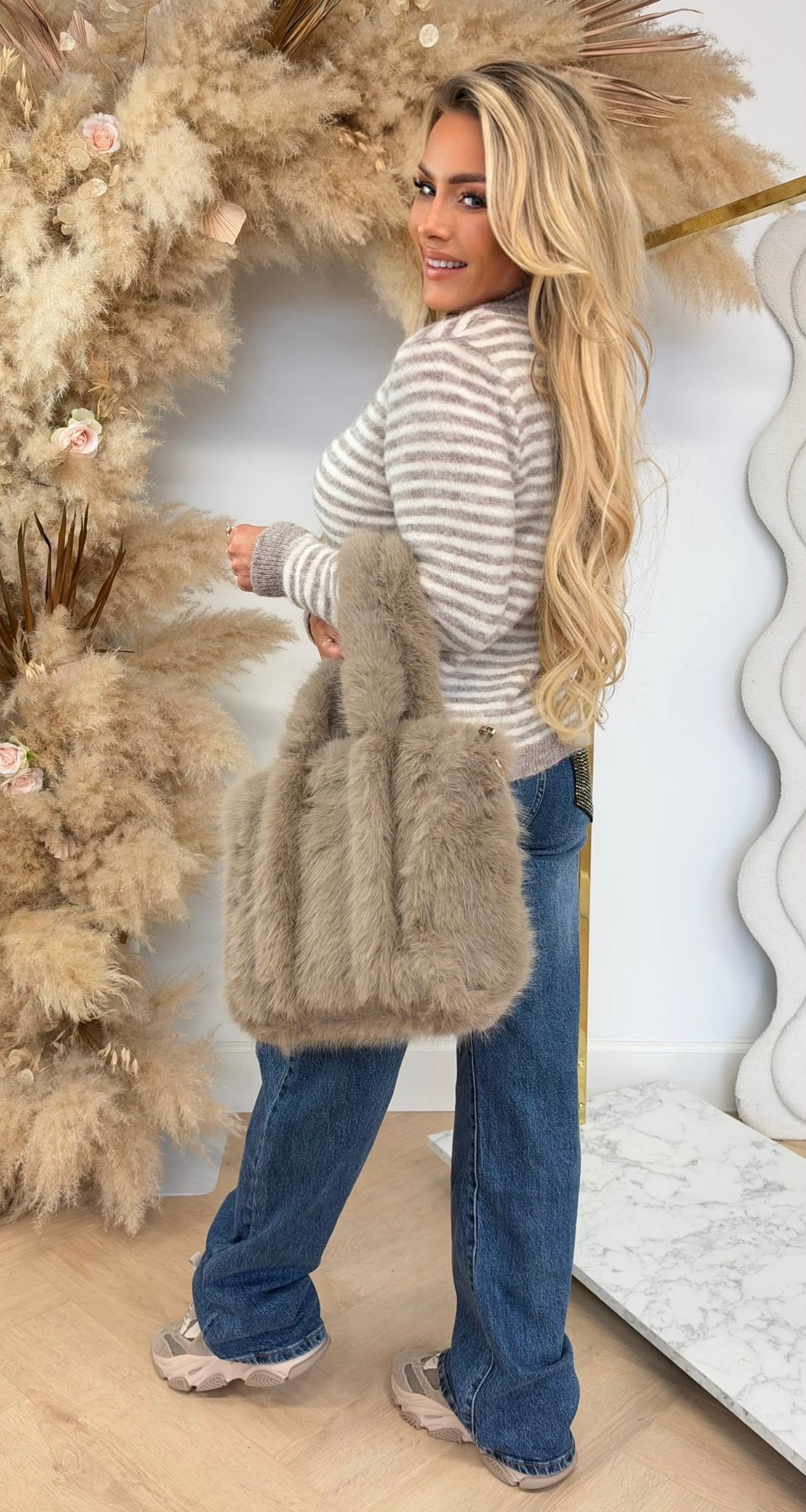 DAISY STRIPE SWEAT BEIGE
