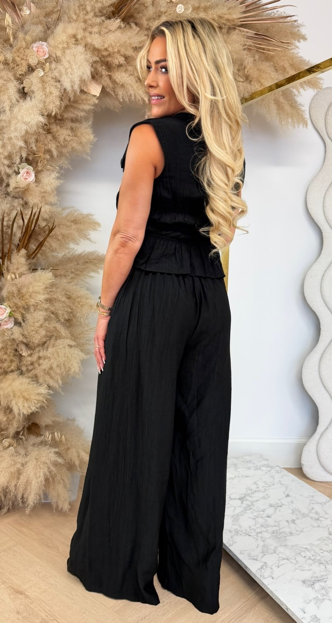 CARMEN SLEEVELESS STRIKJES SET BLACK