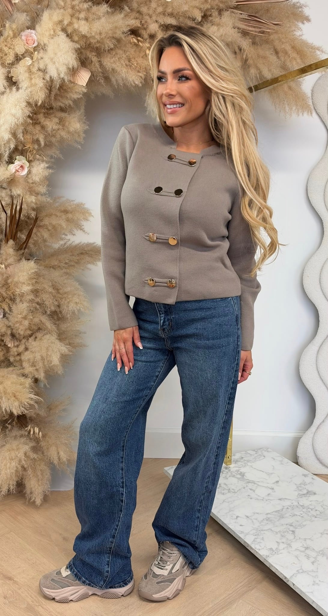 NATION DOUBLE BUTTON VEST BEIGE