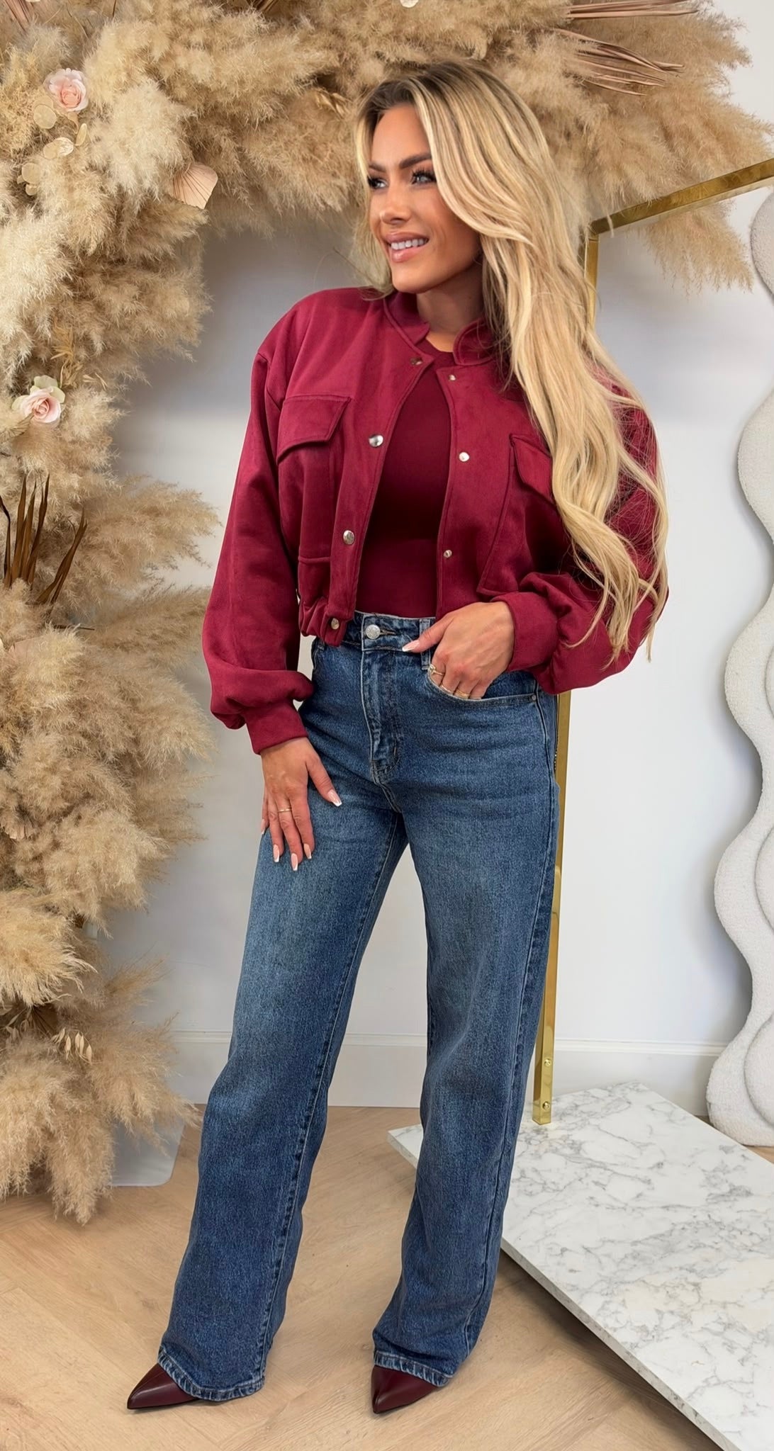 MEGAN SUEDE LOOK BOMBERJACK RED