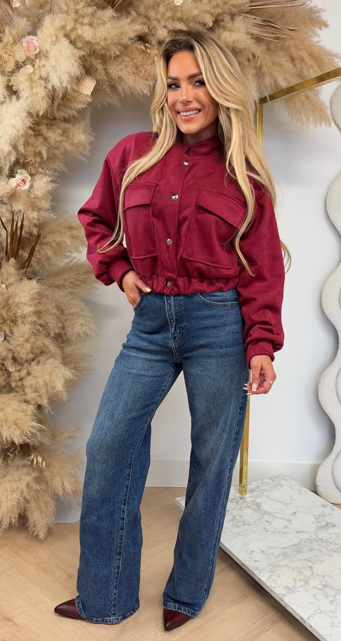 MEGAN SUEDE LOOK BOMBERJACK RED
