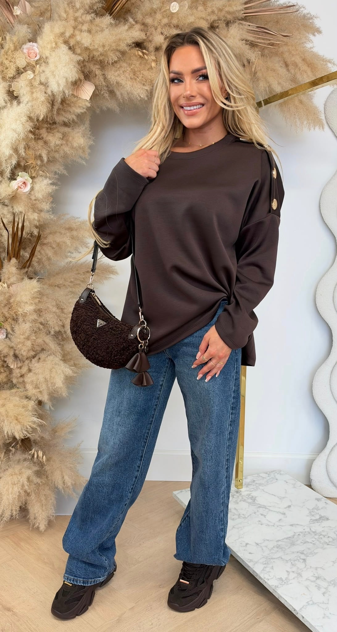 ROME BUTTON LONGSLEEVE CHOCO