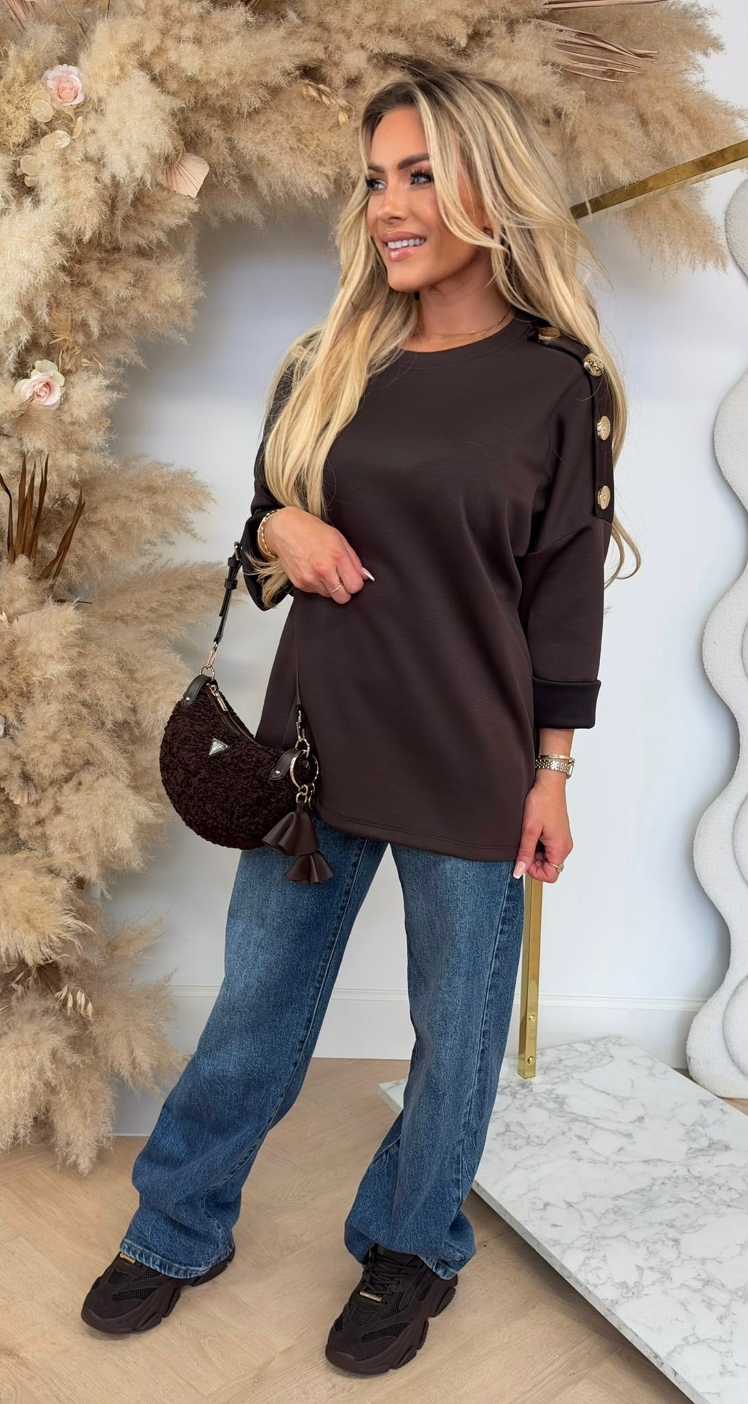 ROME BUTTON LONGSLEEVE CHOCO