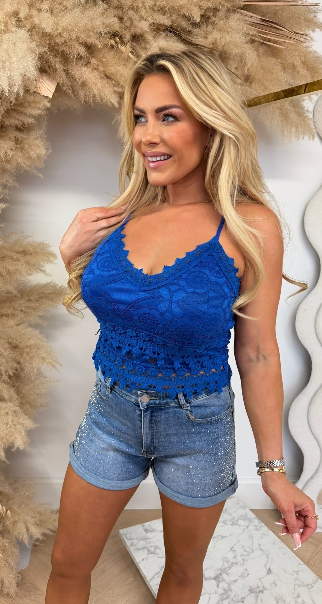 LACE TOPJE KOBALT