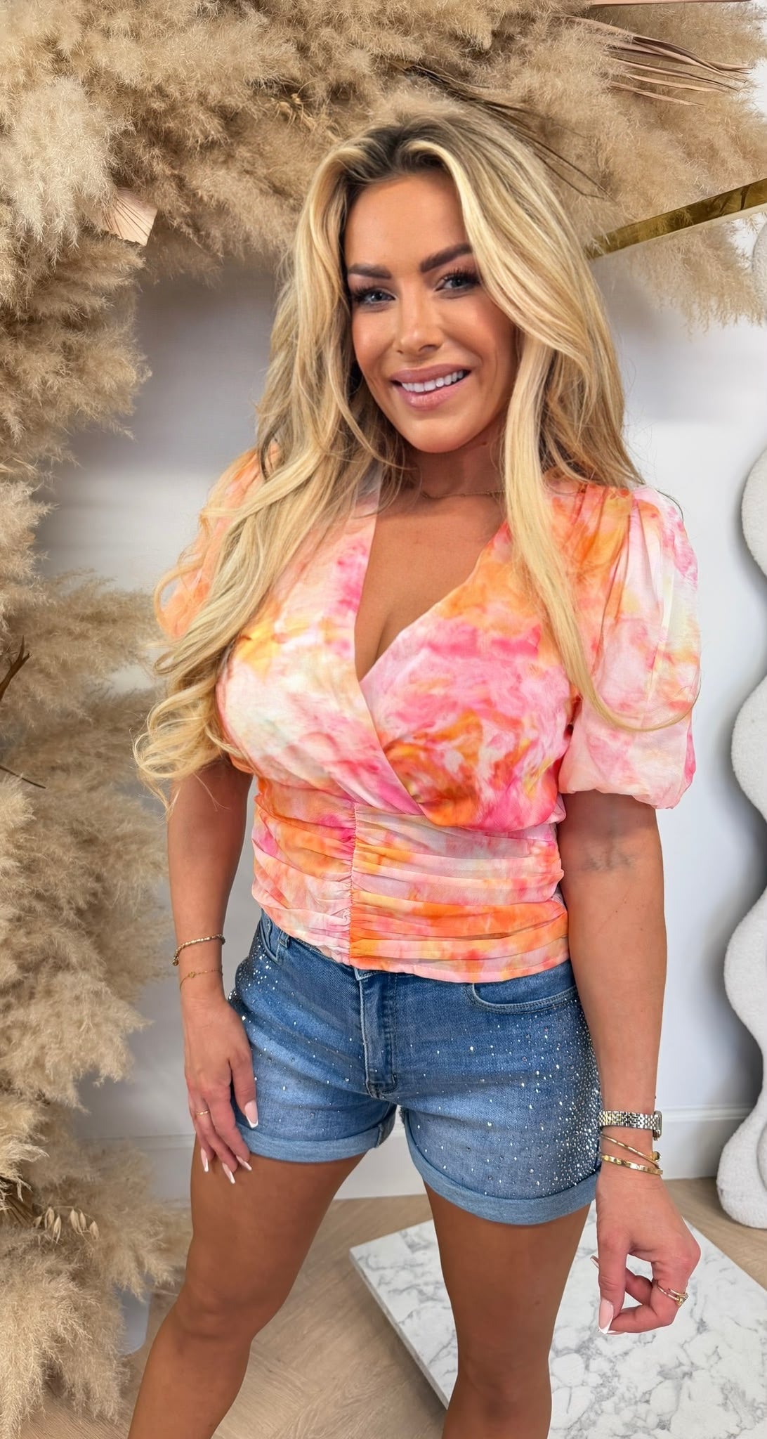 COLLOR SUMMER TOP 5069 YELLOW/PINK/ORANGE