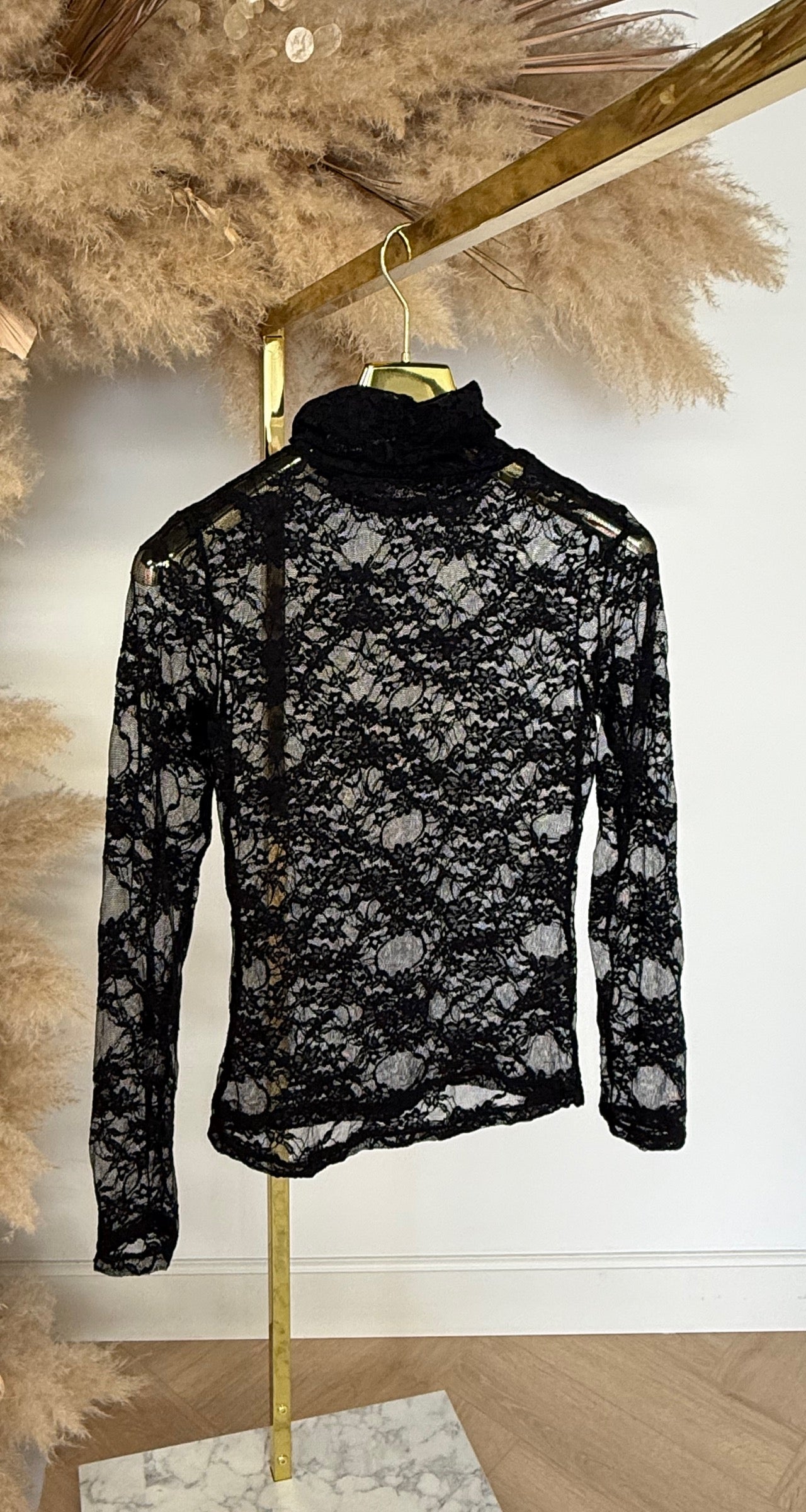 MESH LACE KOL TOP *L* BLACK