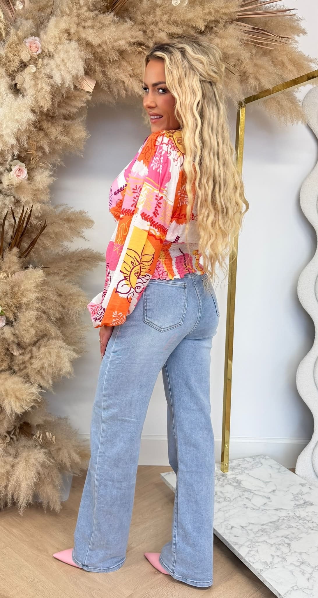 SUN PRINT TOP 5652 ORANGE/YELLOW/PINK