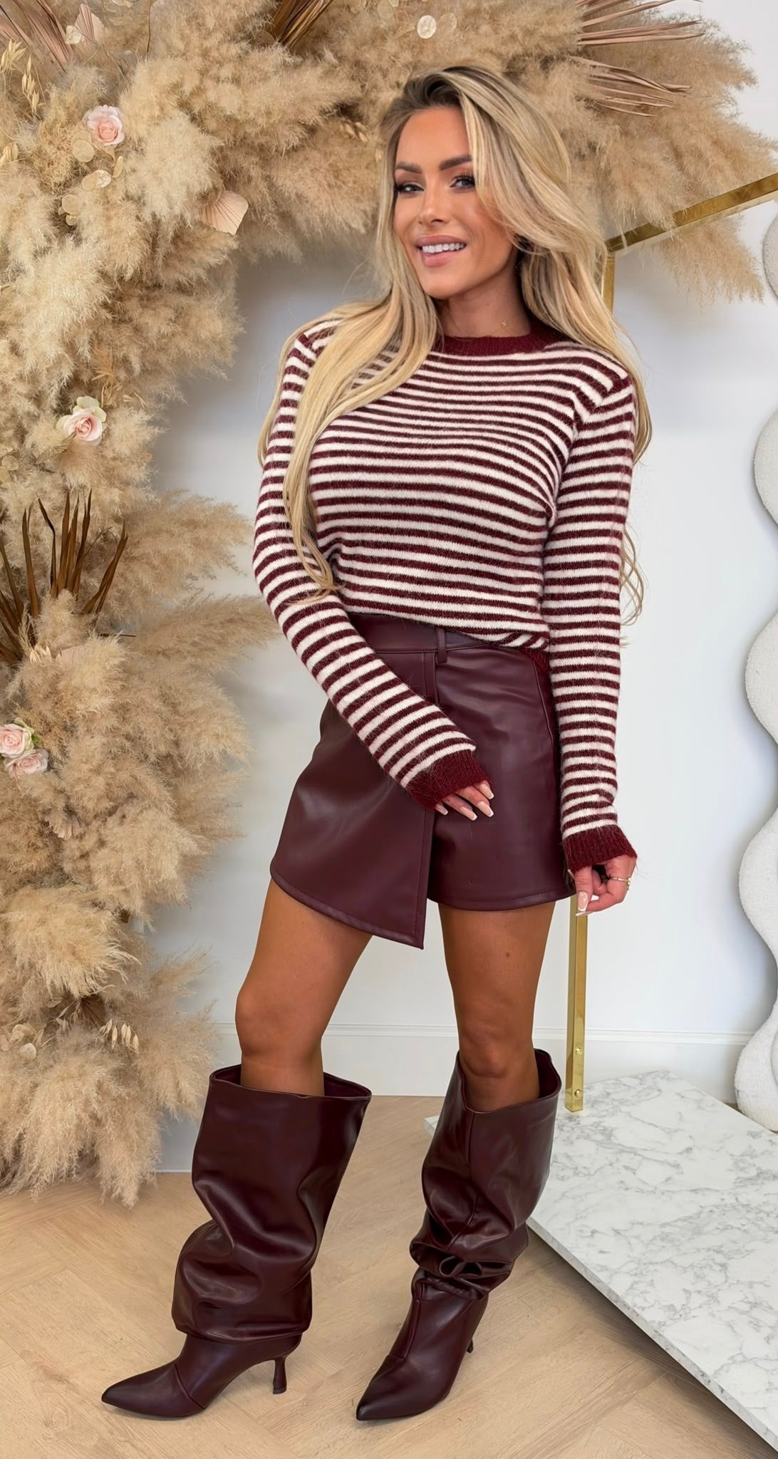 DAISY STRIPE SWEAT BORDEAUX