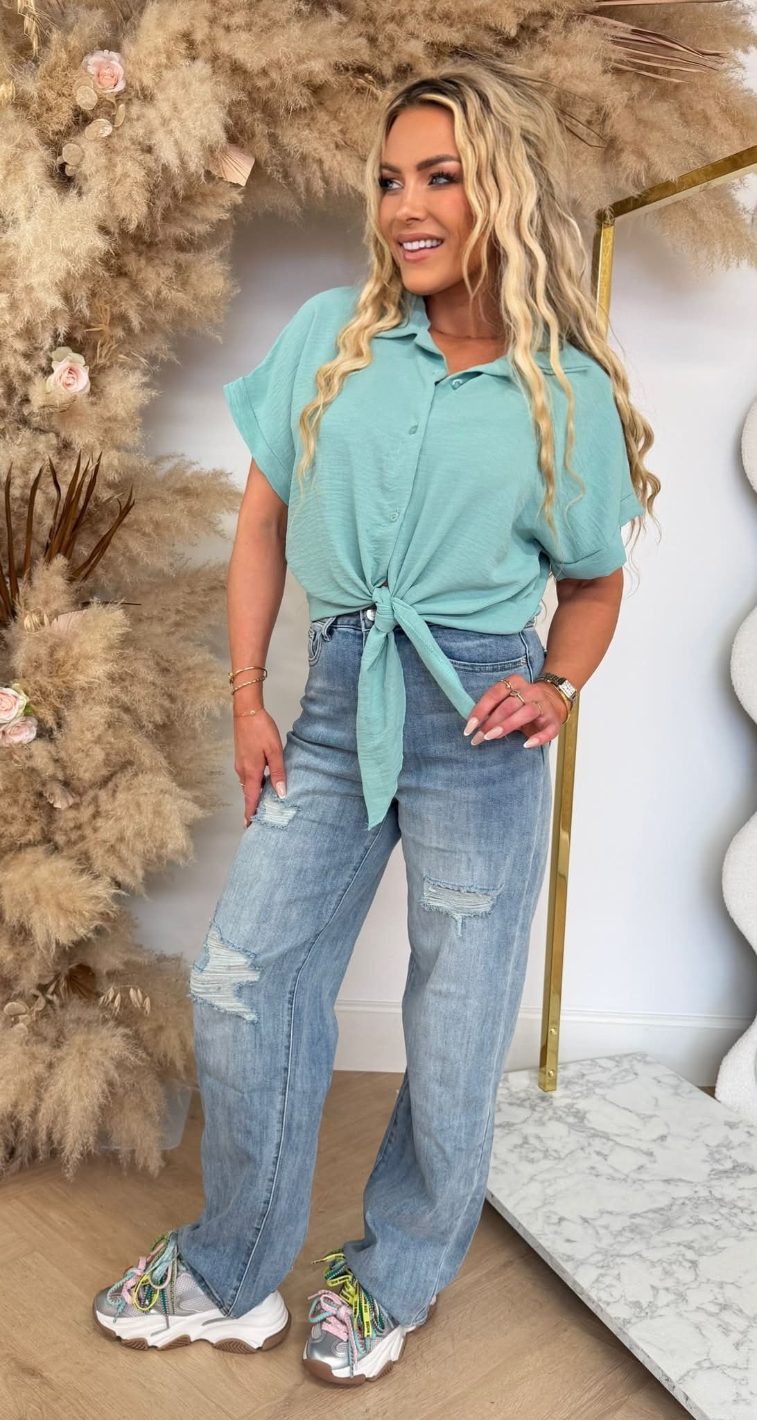 TIE IT BASIC BLOUSE MINT