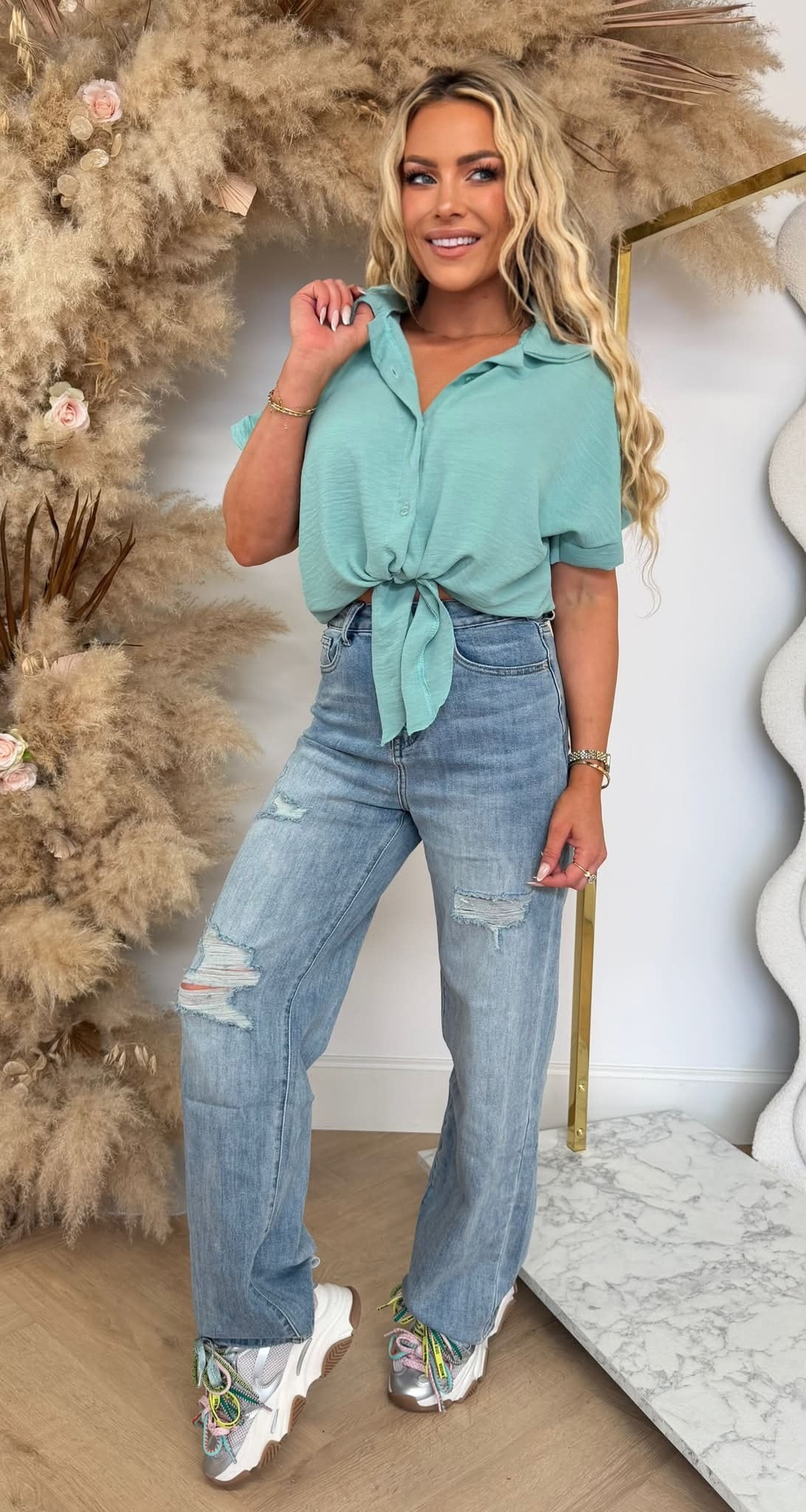 TIE IT BASIC BLOUSE MINT