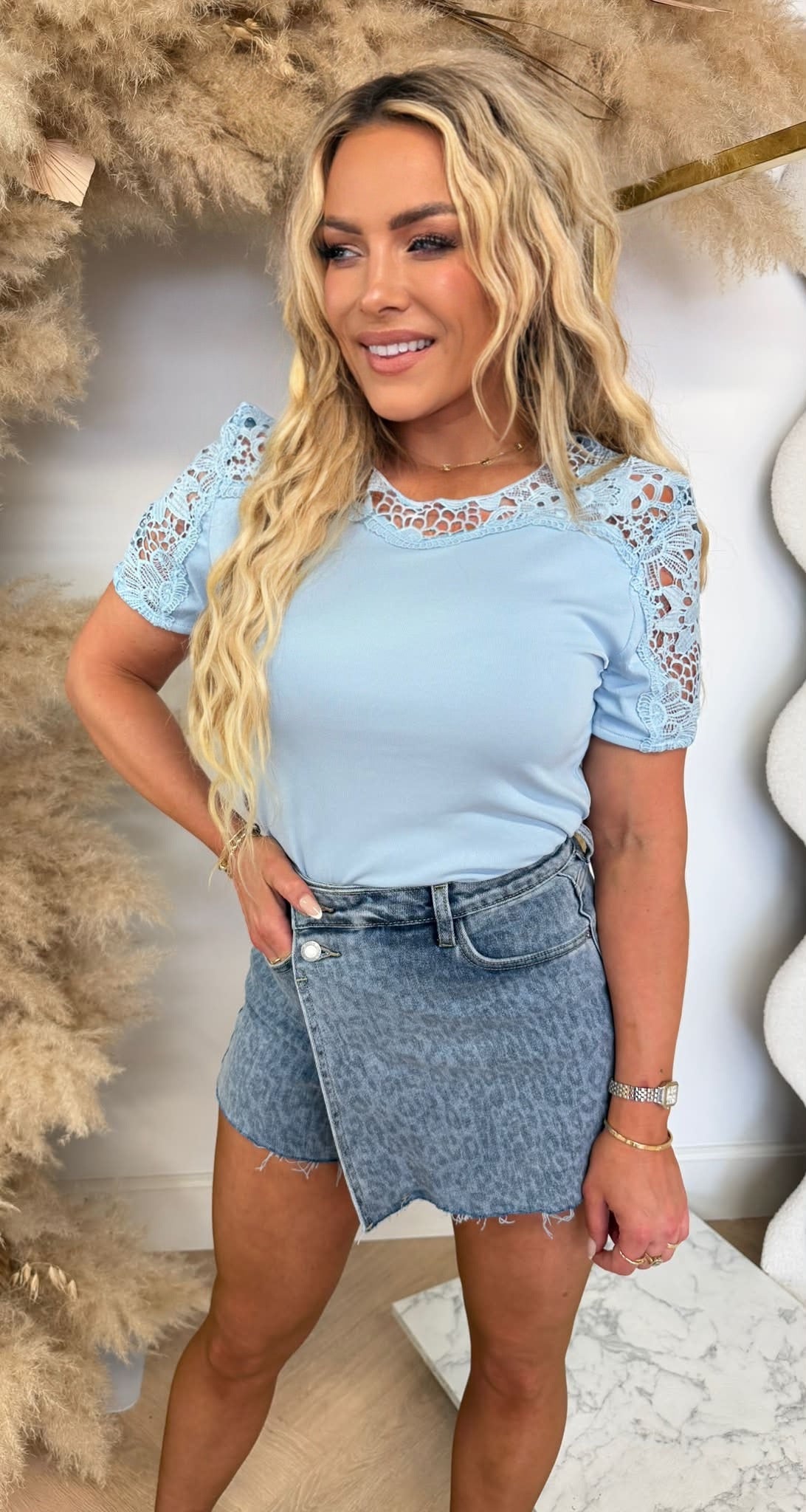 LACE SHIRT 2518 ICEBLUE