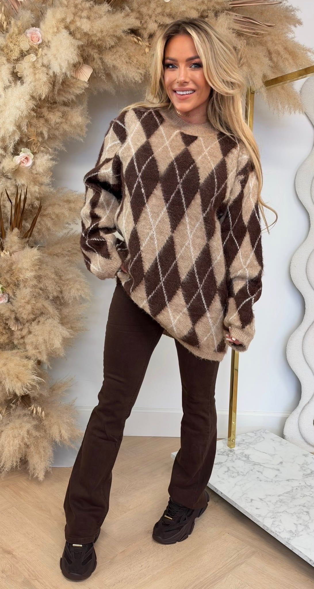 OVERSIZED RUIT SWEAT 9939 CHOCO/BEIGE