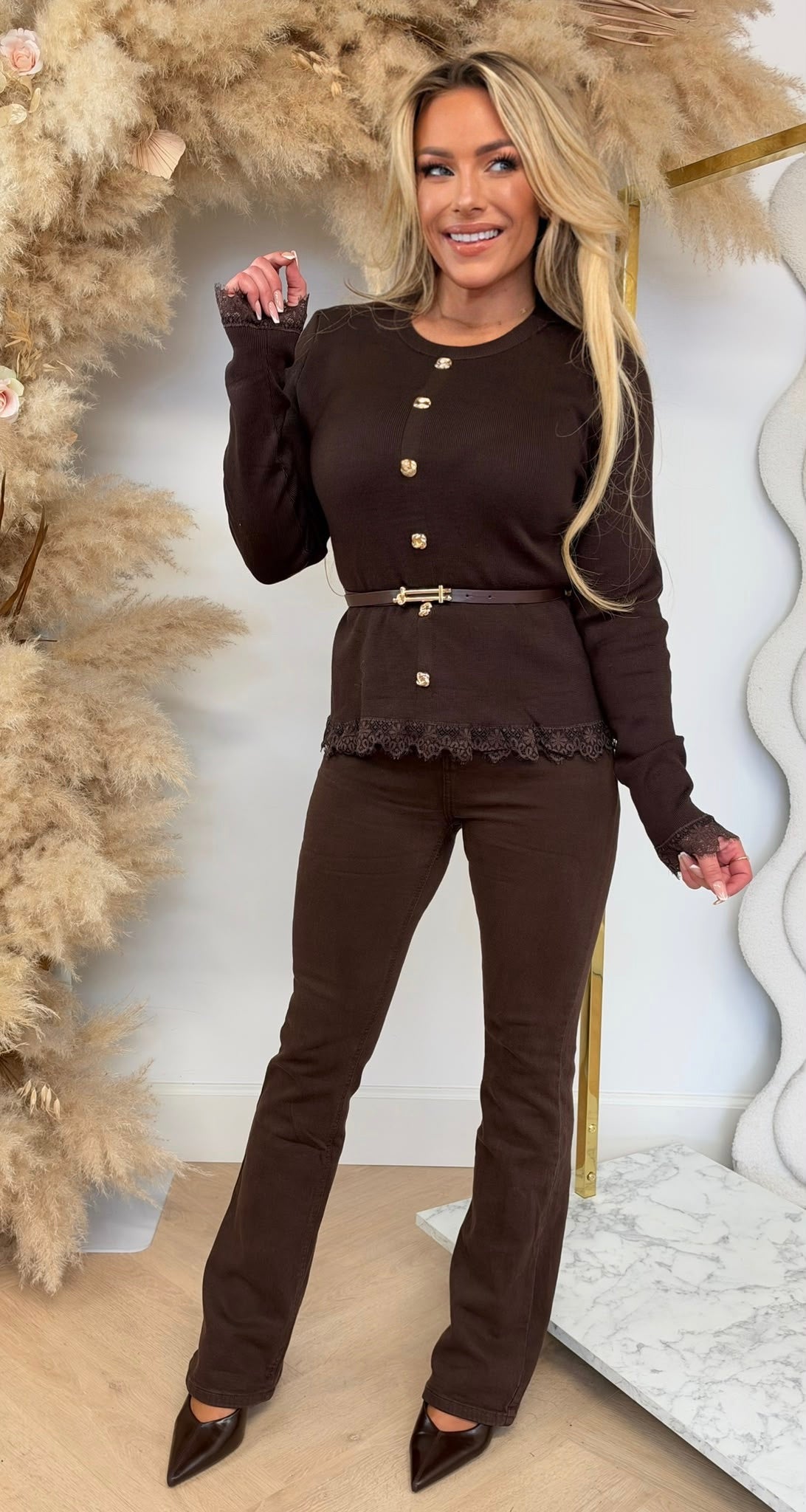 CLASSY ROSE BUTTON TOP 660 COFFEE