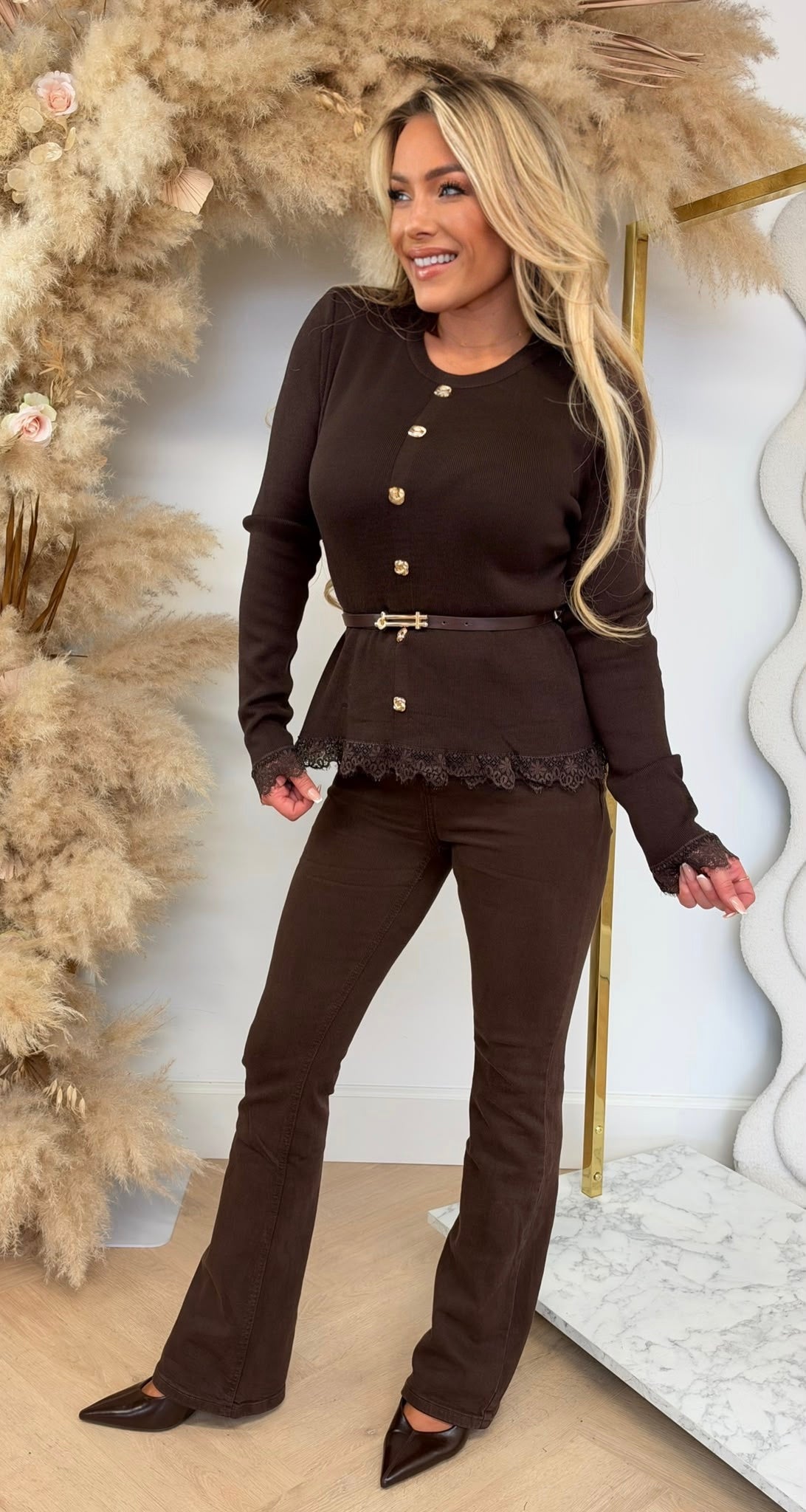 CLASSY ROSE BUTTON TOP 660 COFFEE