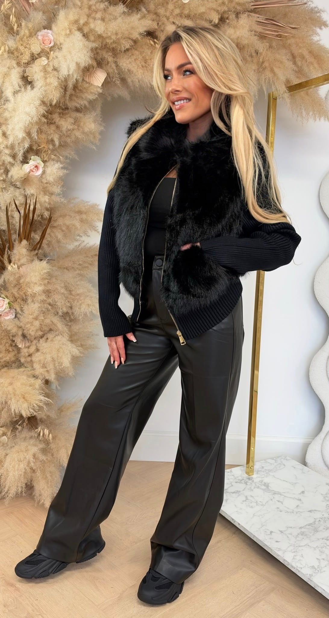 RIB FAKE FUR JASJE 8082 BLACK