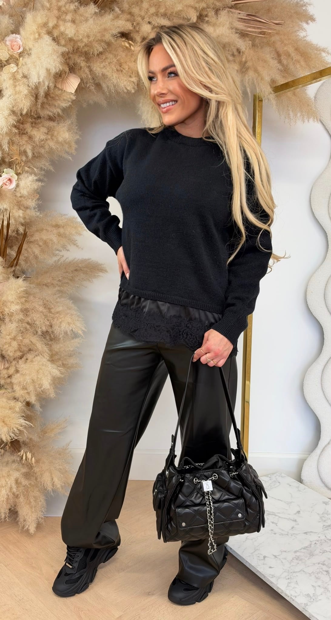 PARIS LACE SWEAT 383 BLACK