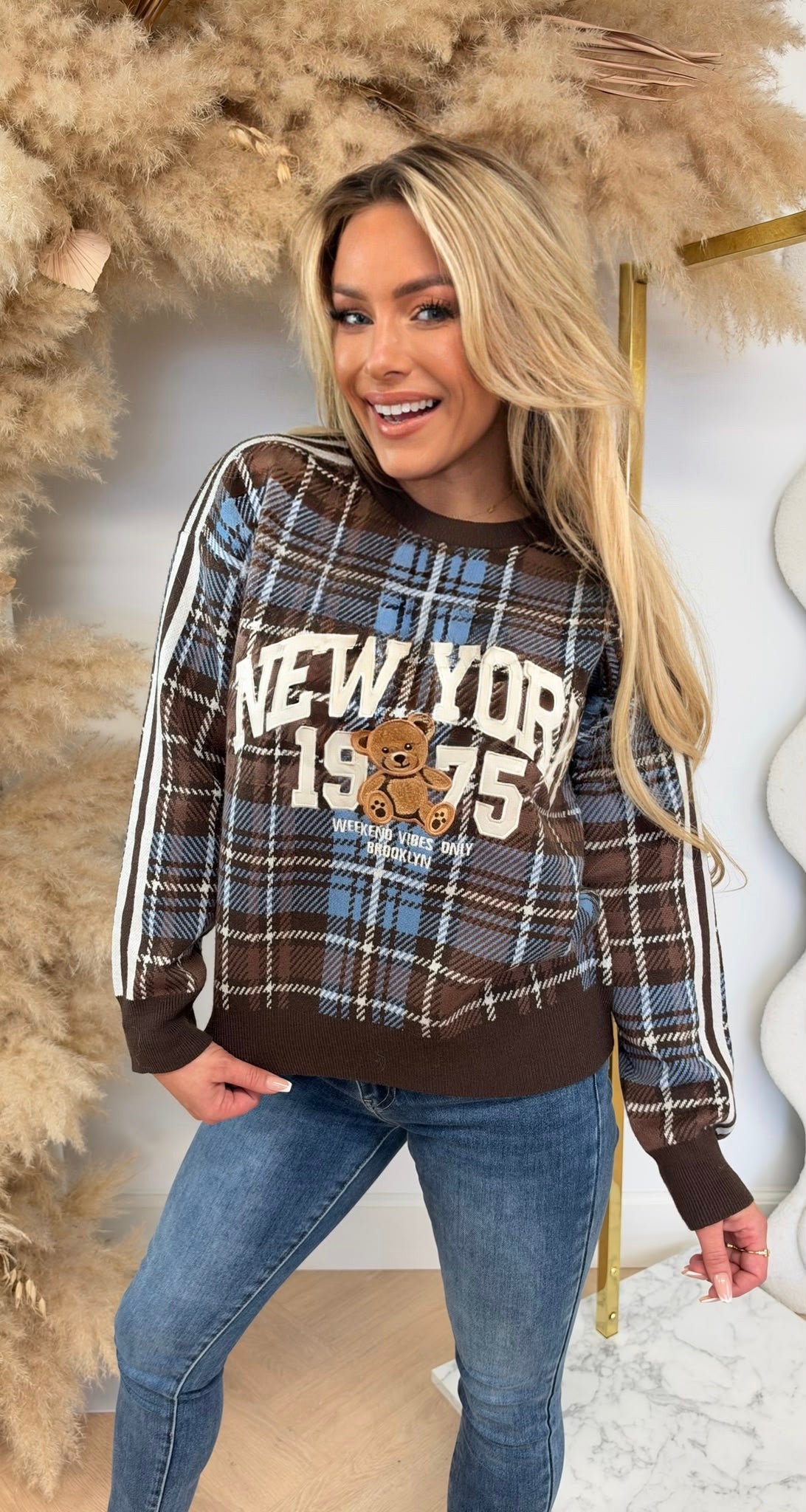 RUIT BEAR NEW YORK SWEAT 1228 BLUE/CHOCO