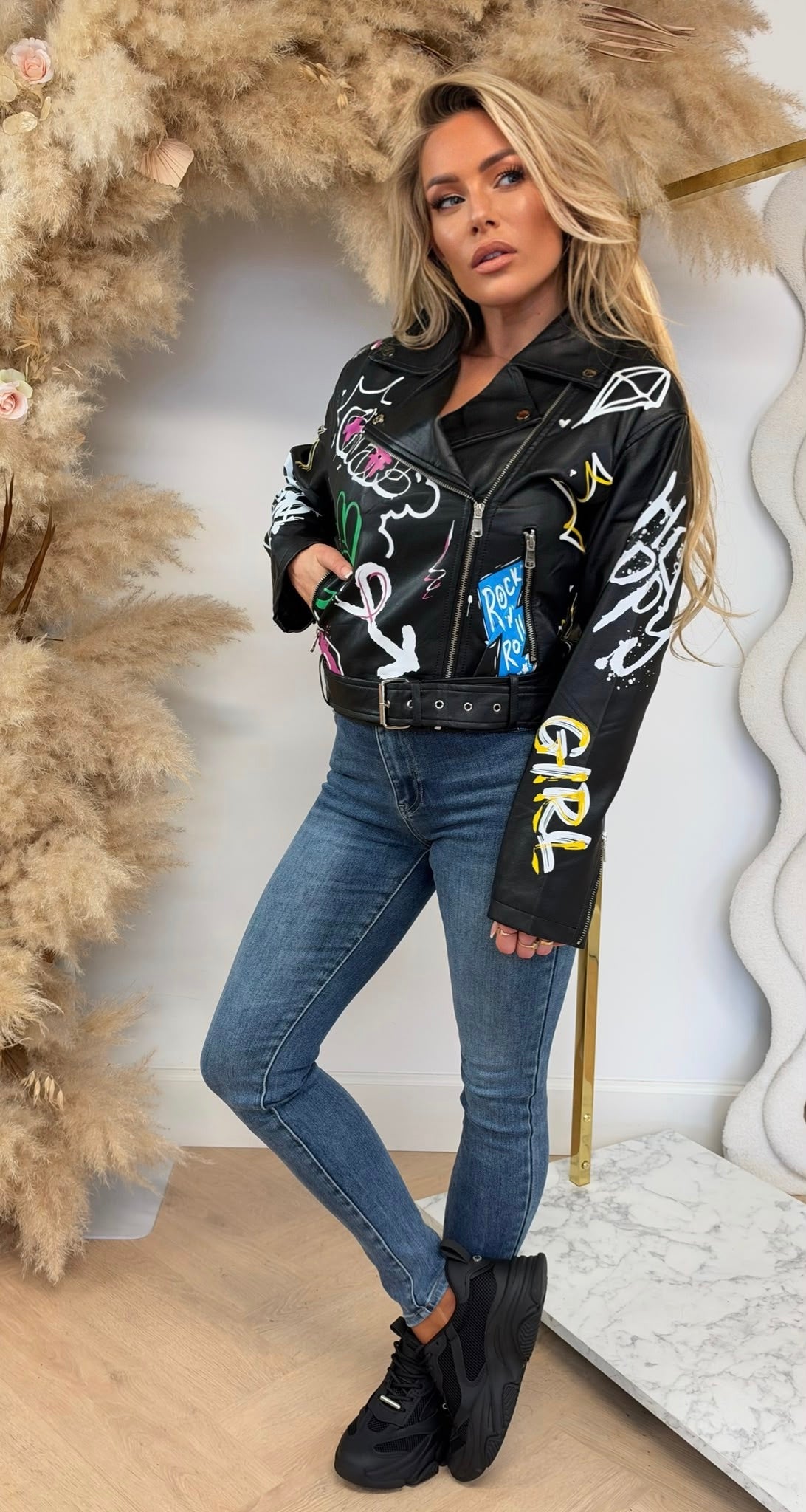 GRAFFI LEATHER LOOK JACKET 3880 BLACK