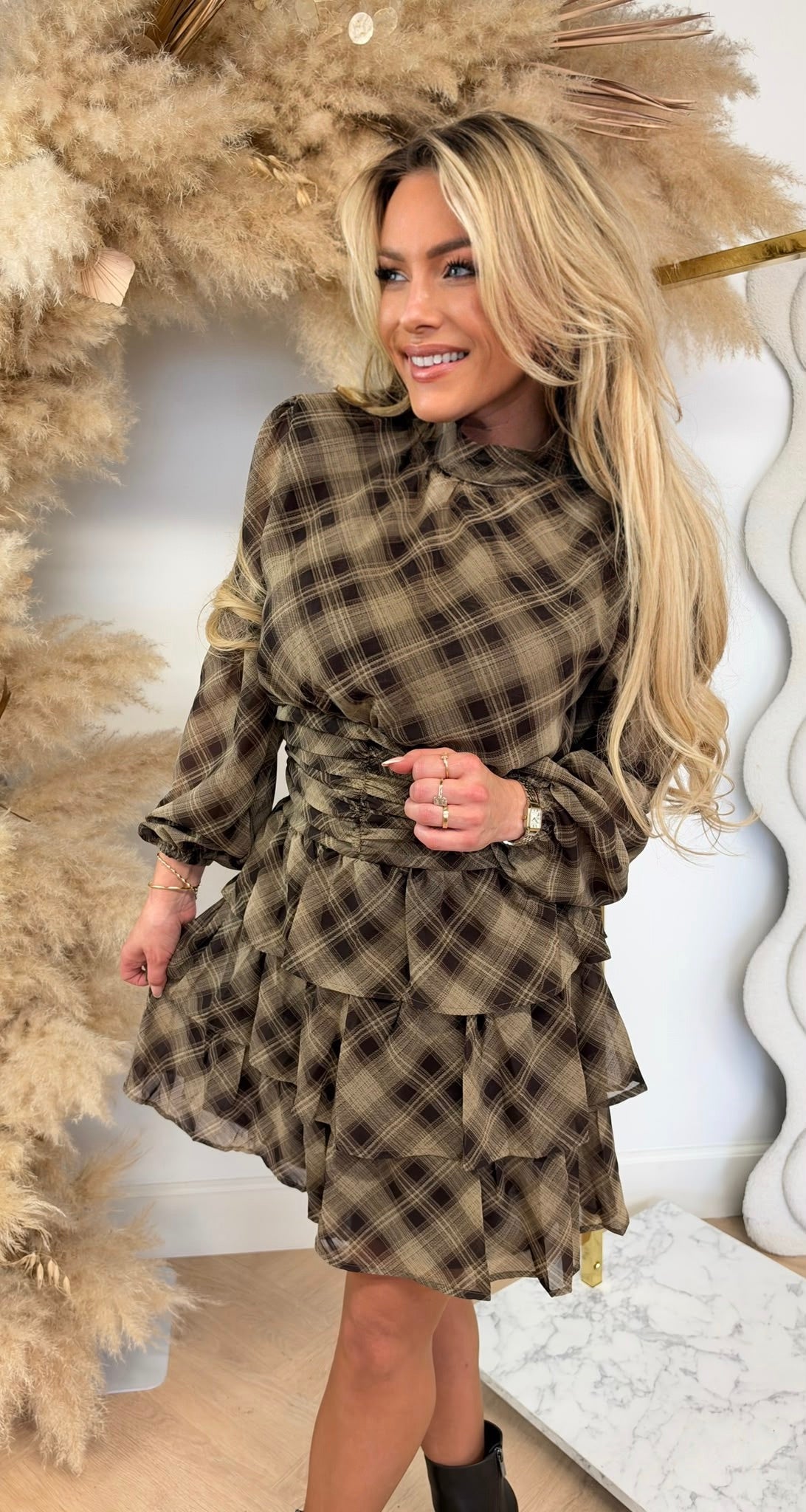 RUIT SMOCK DRESS 5760 KHAKI