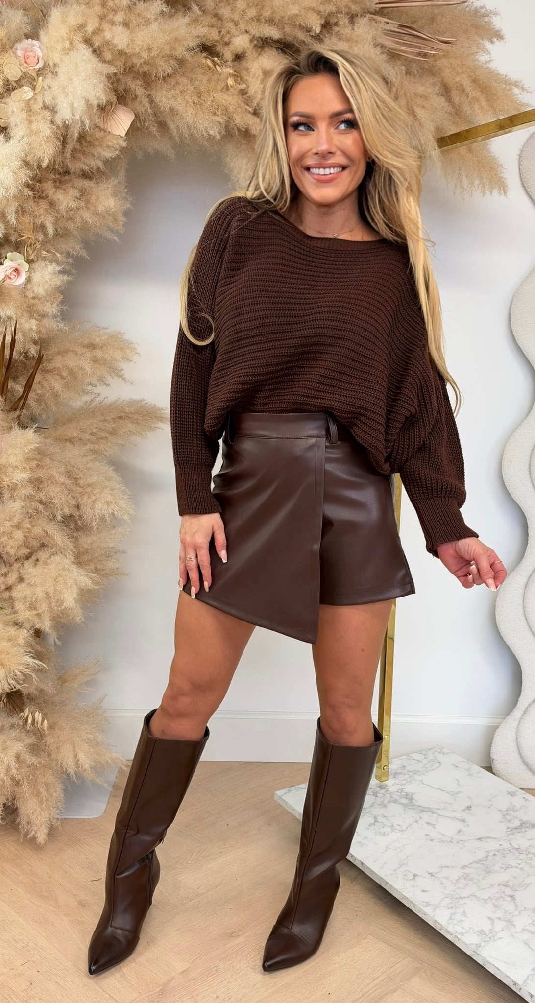 SELINA KNITTED TOP CHOCO