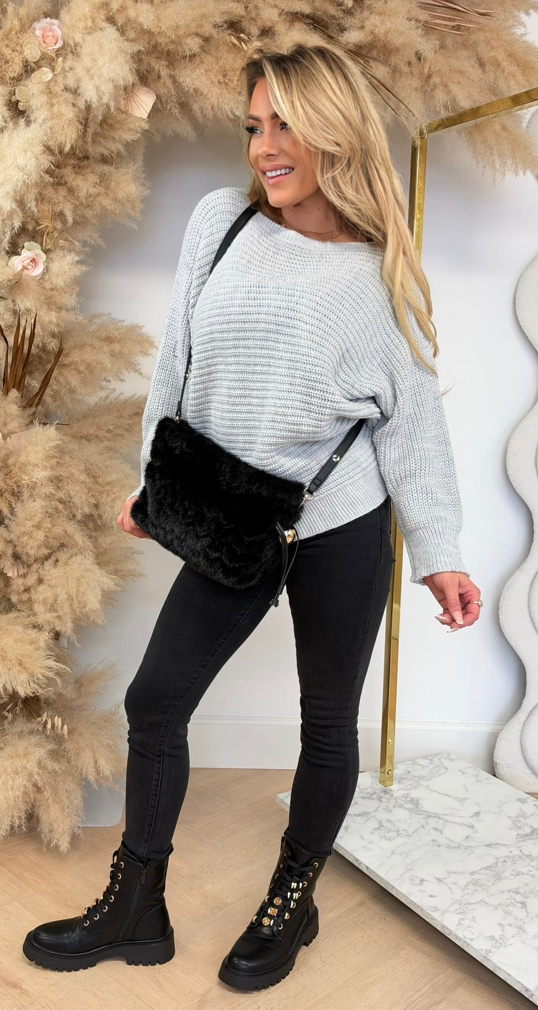 SELINA KNITTED TOP LIGHTGREY