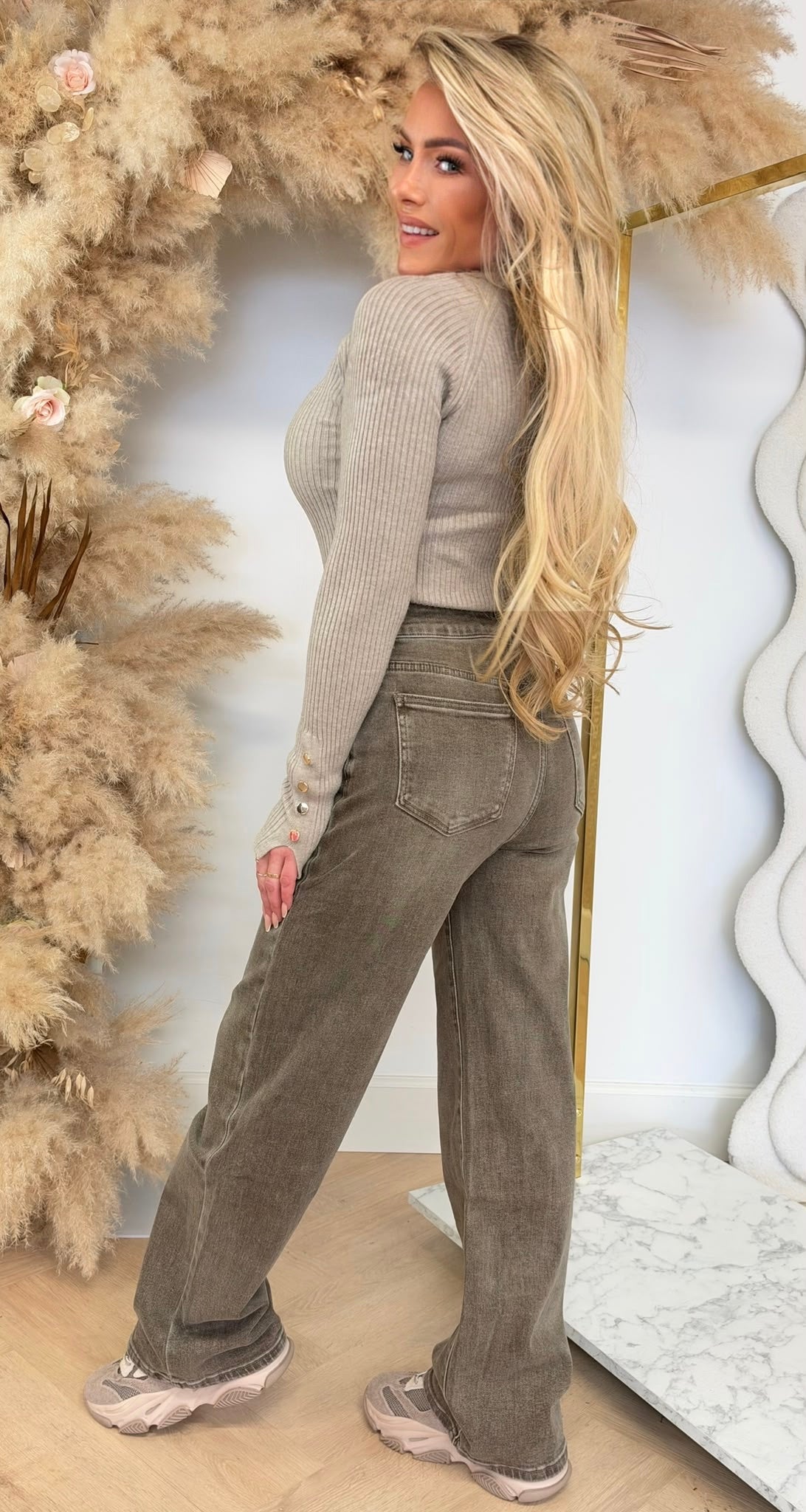 SMALL BUTTON RIB TOP 83568 BEIGE