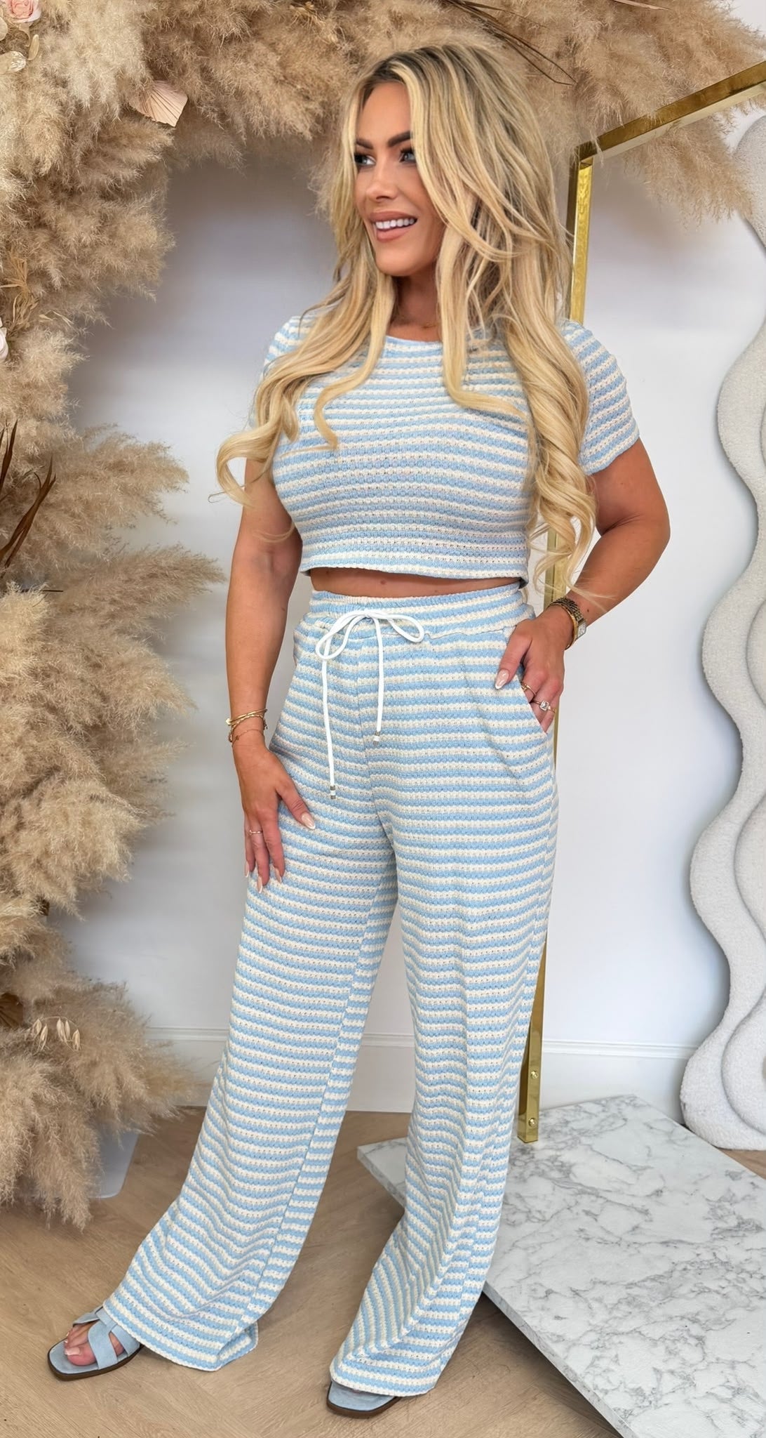 MERYL STRIPE CO-ORD LIGHTBLUE