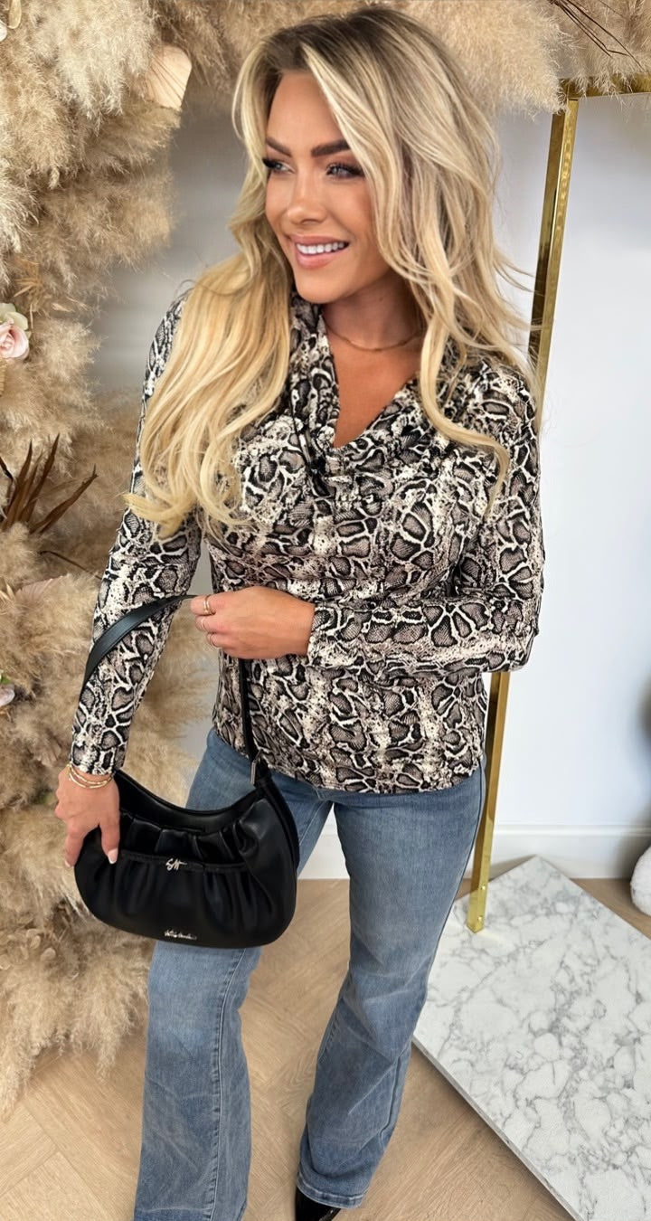 JACKY WATERFALL PRINT TOP SNAKE