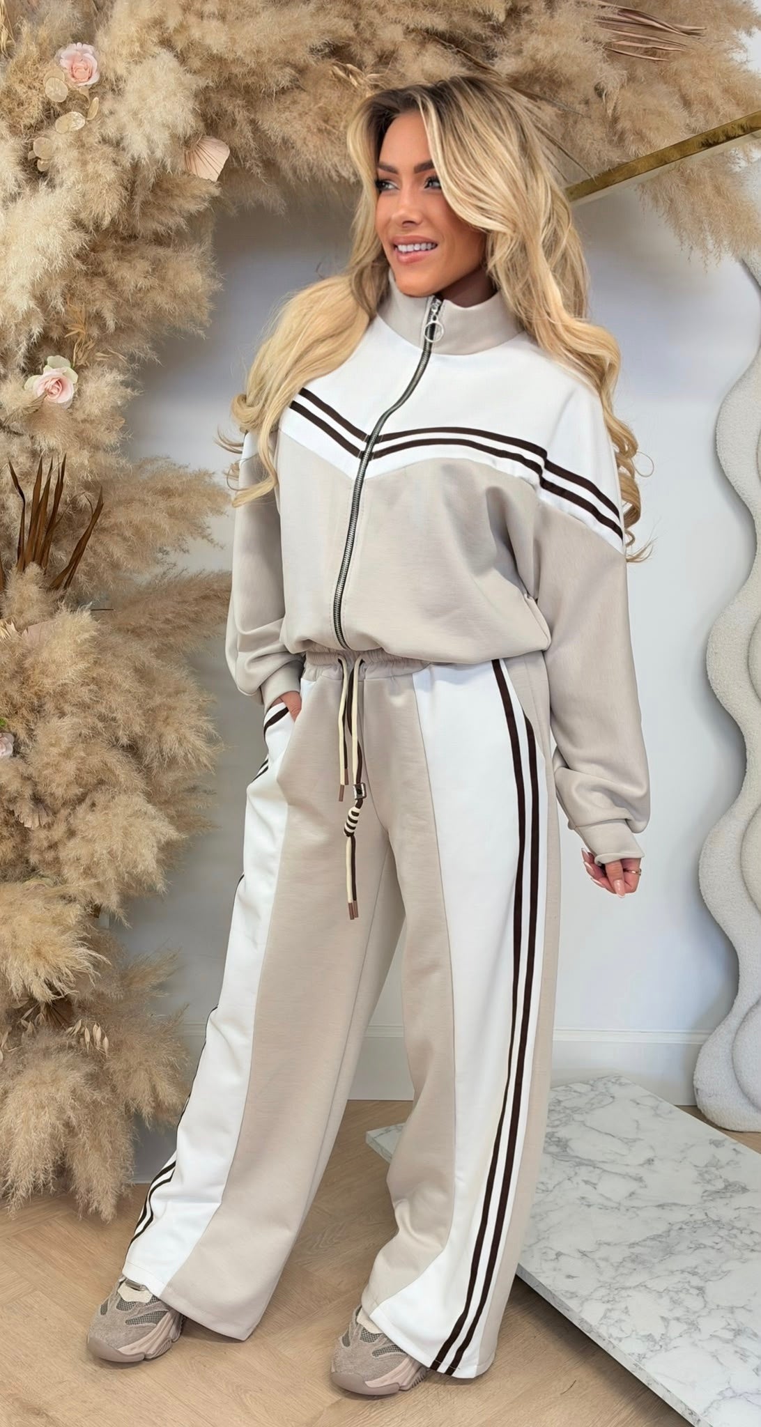 METTE STRIPE SET BEIGE