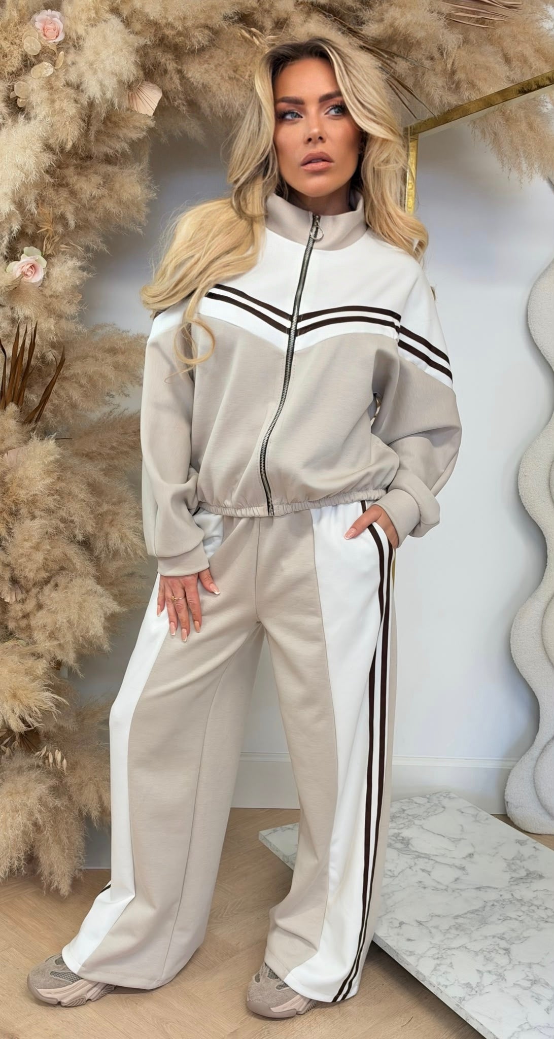 METTE STRIPE SET BEIGE