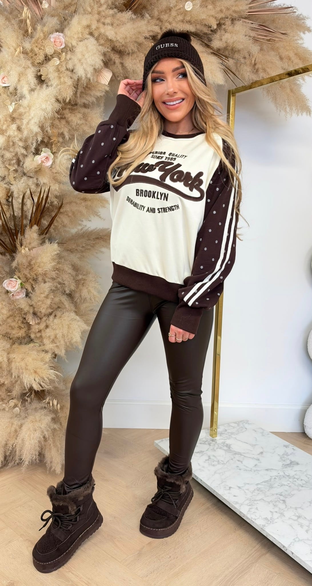 NY BROOKLYN DOTS SWEAT 8011656 COFFEE