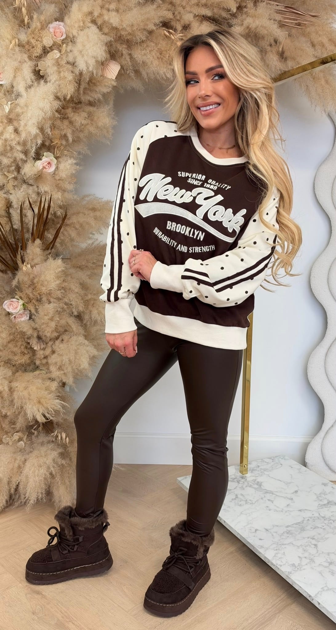 NY BROOKLYN DOTS SWEAT 8011656 APRICOT