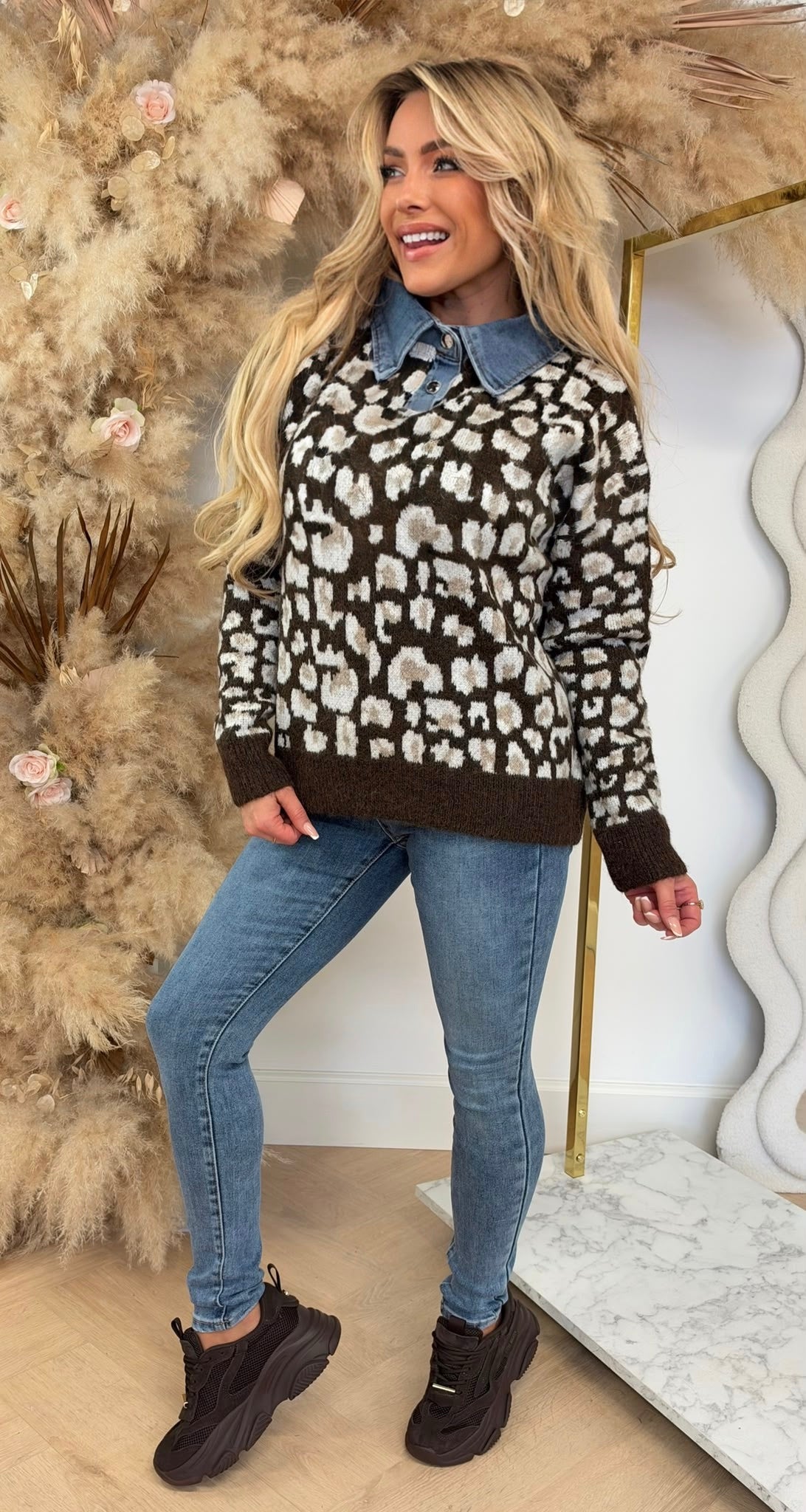 LEO DENIM KRAAG SWEATER 388177 CHOCO