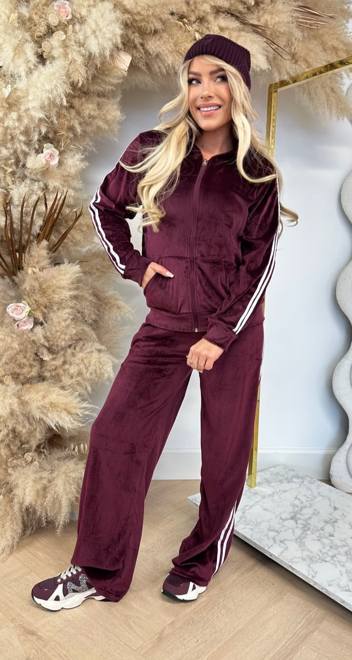 VELVET STRIPE SET 1019 BORDEAUX