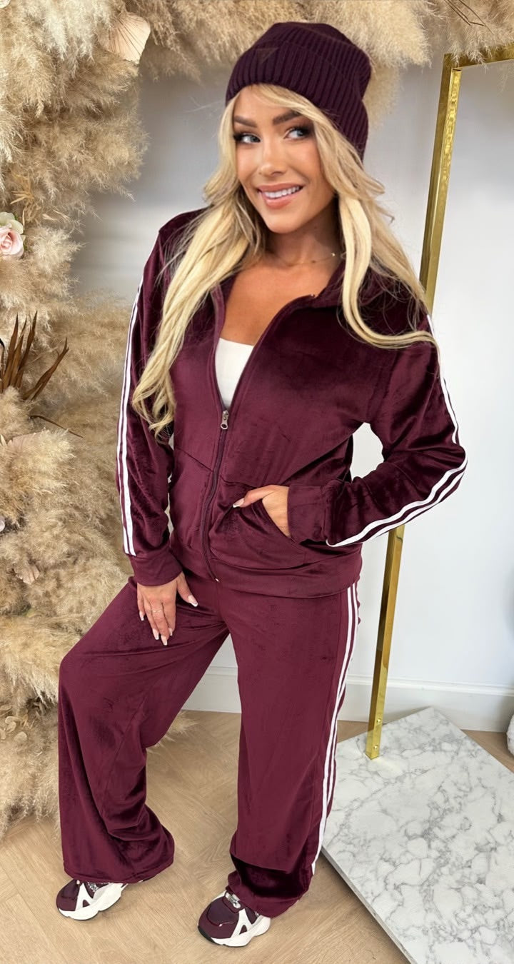 VELVET STRIPE SET 1019 BORDEAUX