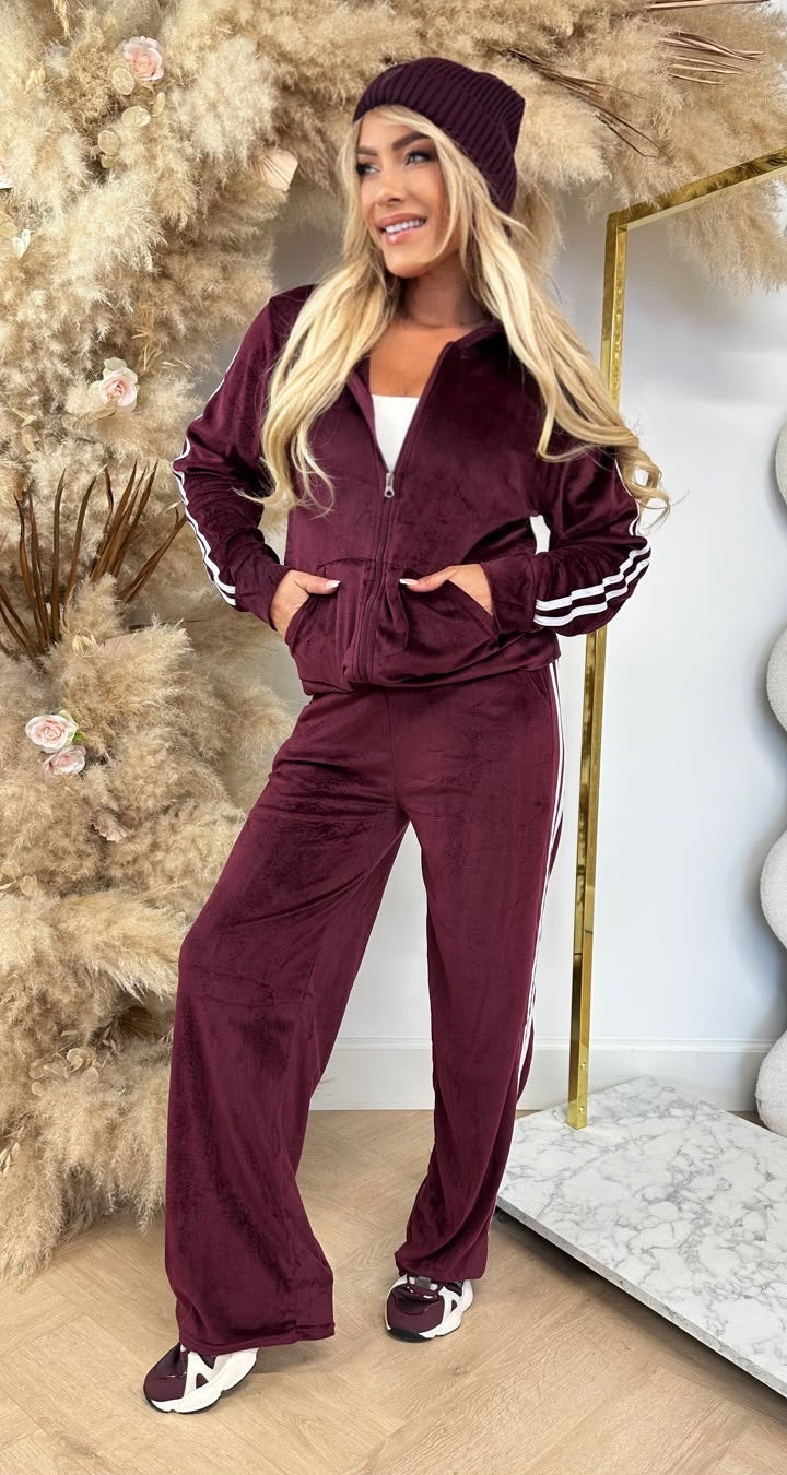 VELVET STRIPE SET 1019 BORDEAUX