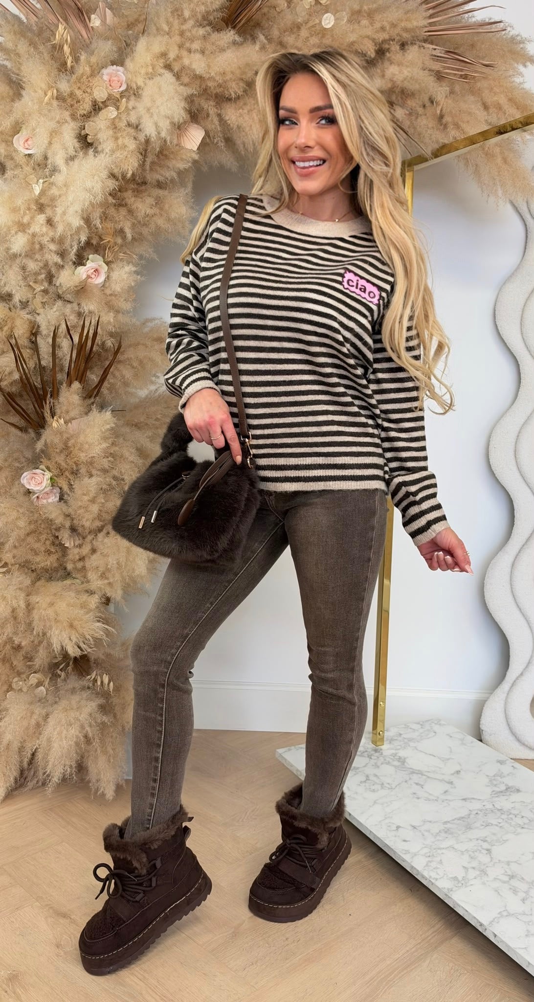 CIAO STRIPED KNIT 829 CHOCO