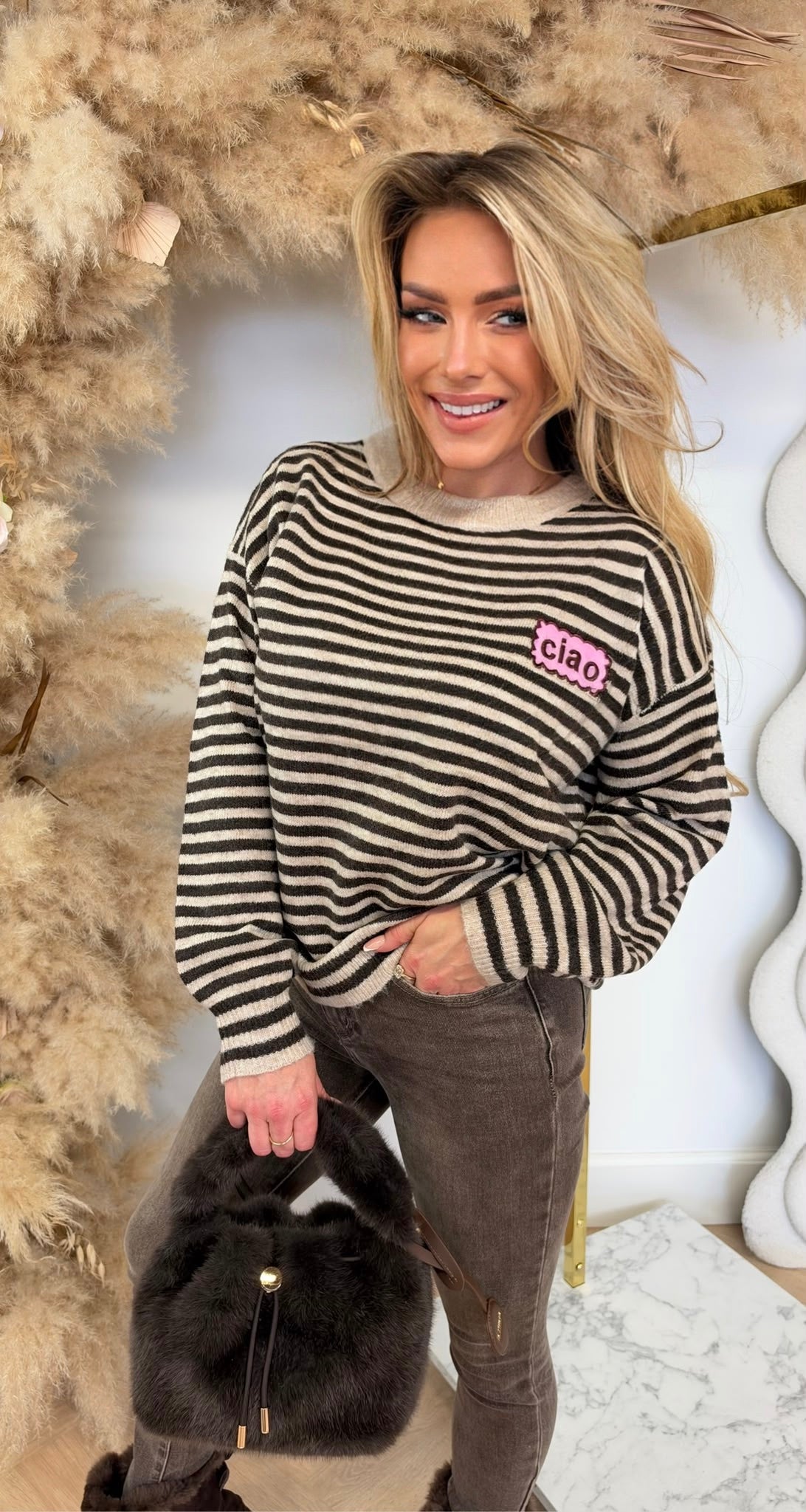CIAO STRIPED KNIT 829 CHOCO