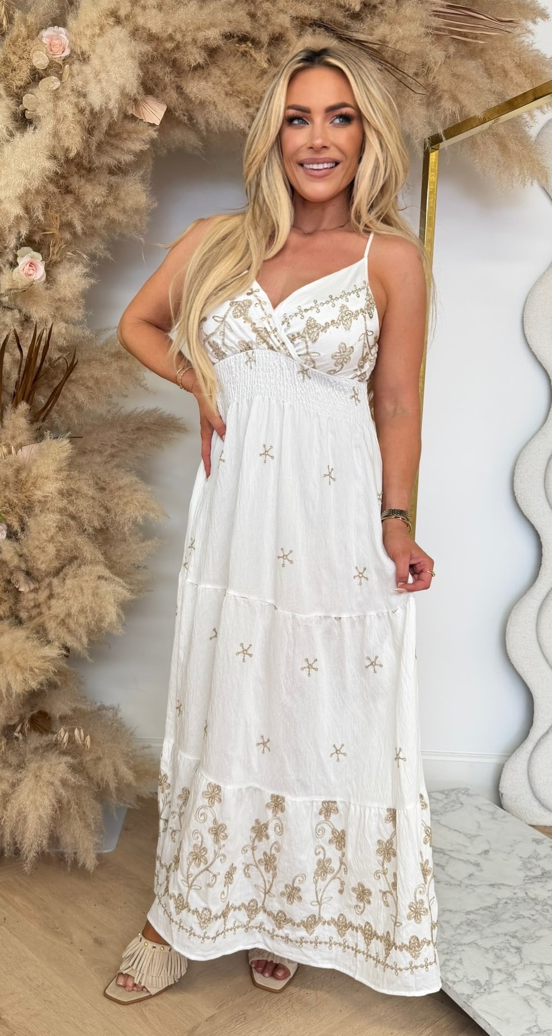 FLOWER BRODERIE DRESS 9763 OFFWHITE